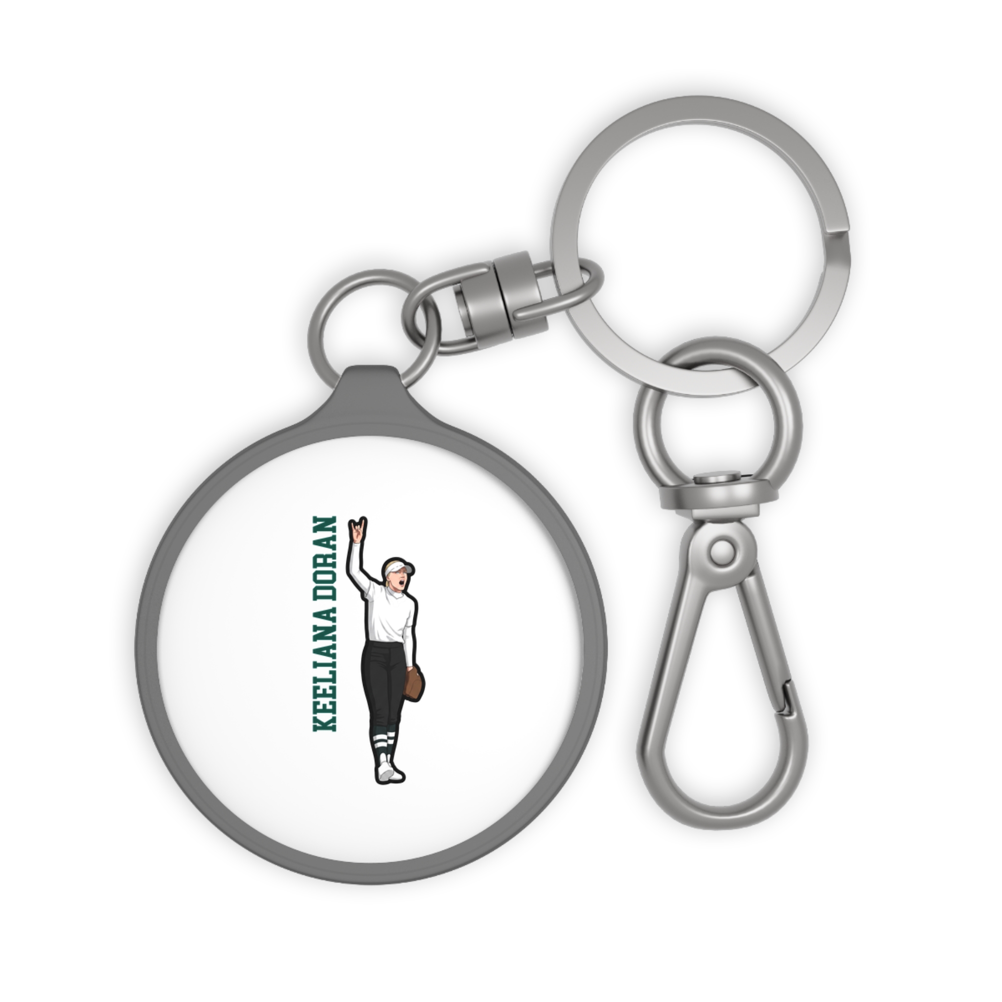 Keychain — character_name_vertical in Grey
