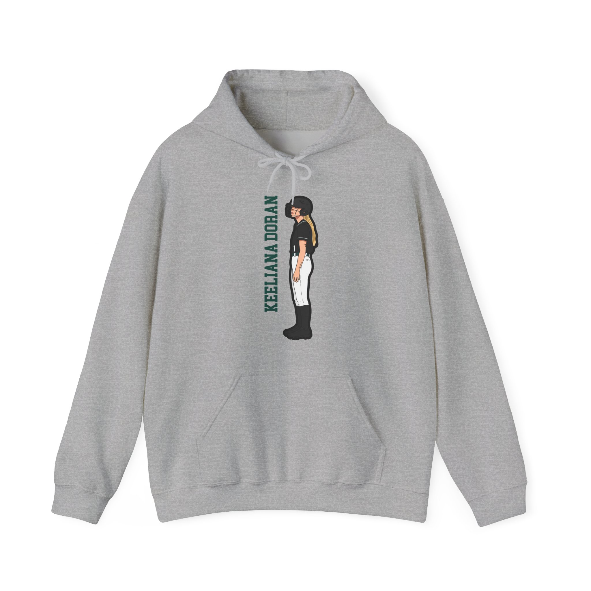 Hoodie — character_name_vertical in Grey