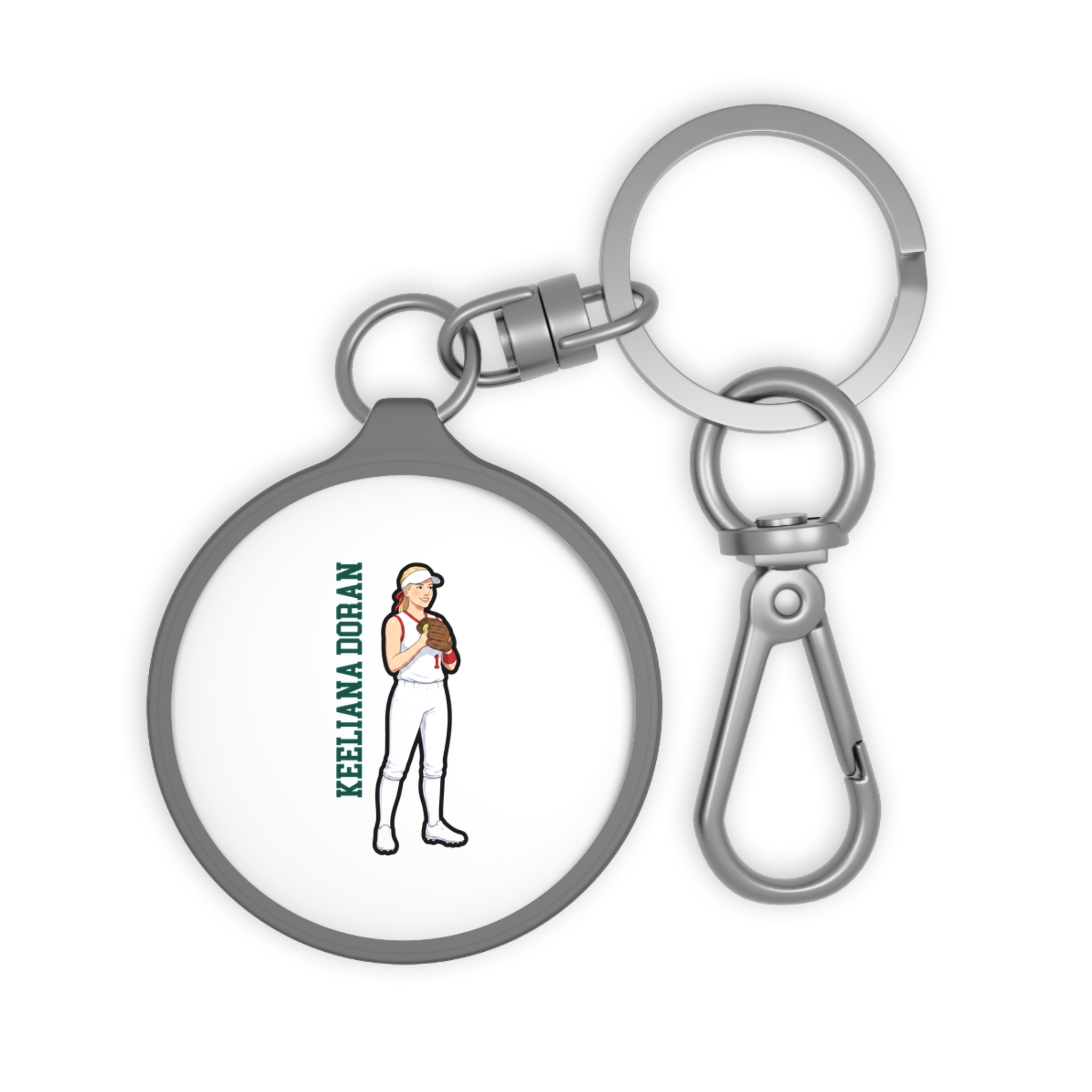 Keychain — character_name_vertical in Grey