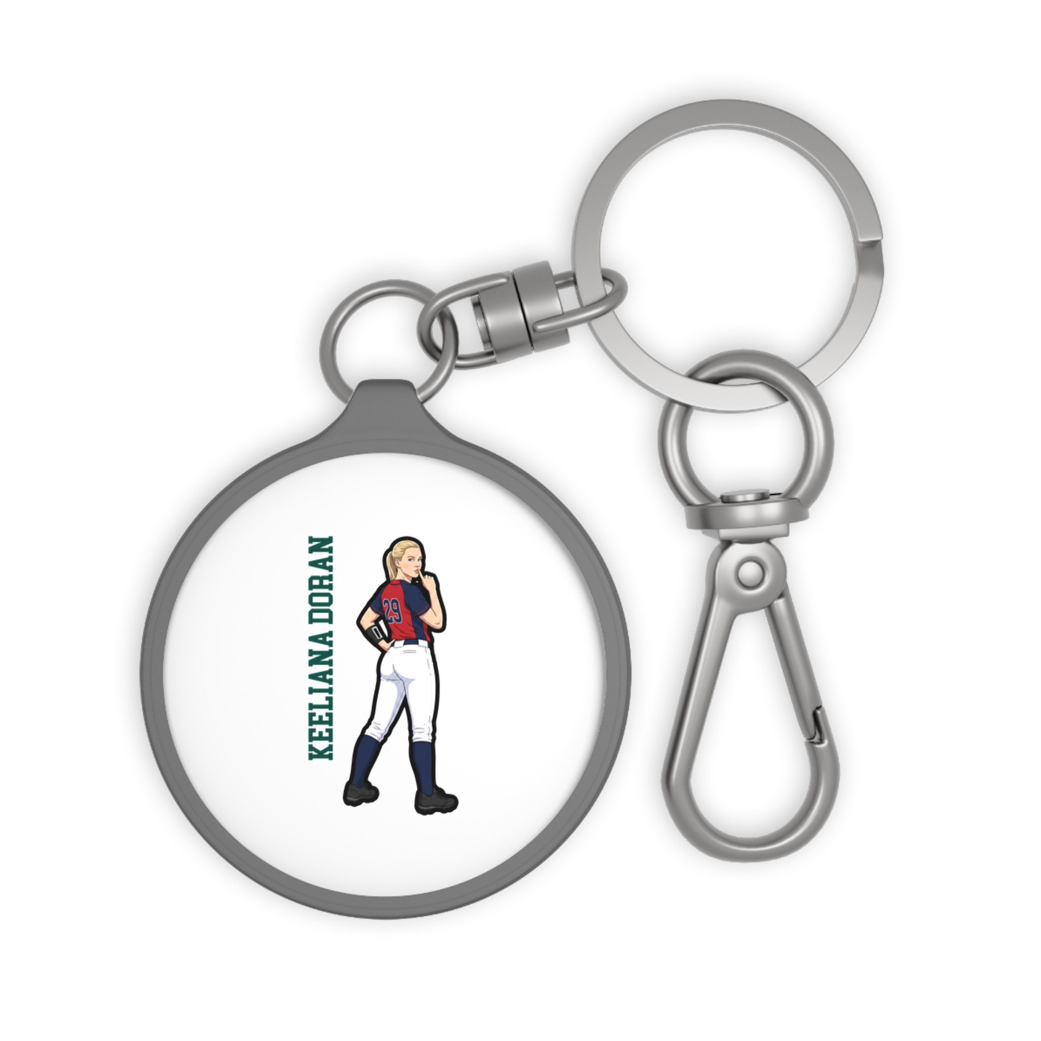 Keychain — character_name_vertical in Grey