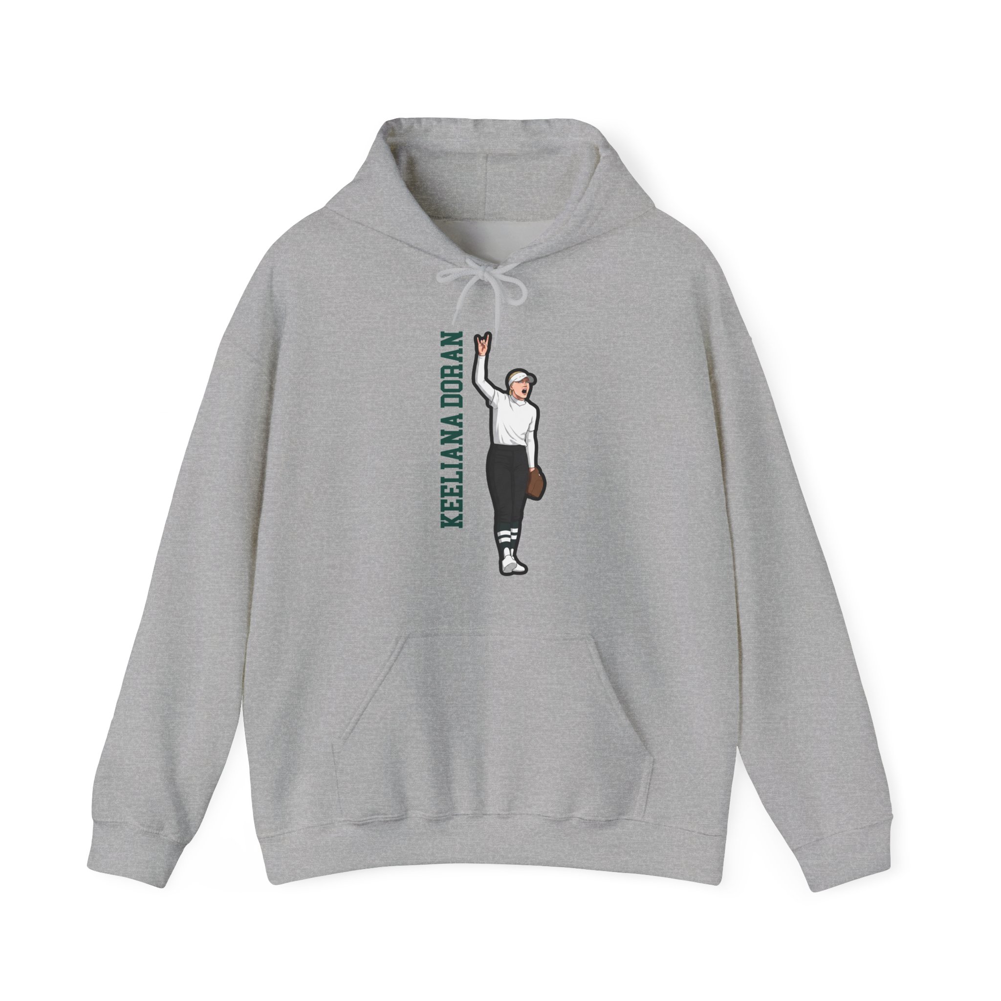 Hoodie — character_name_vertical in Grey