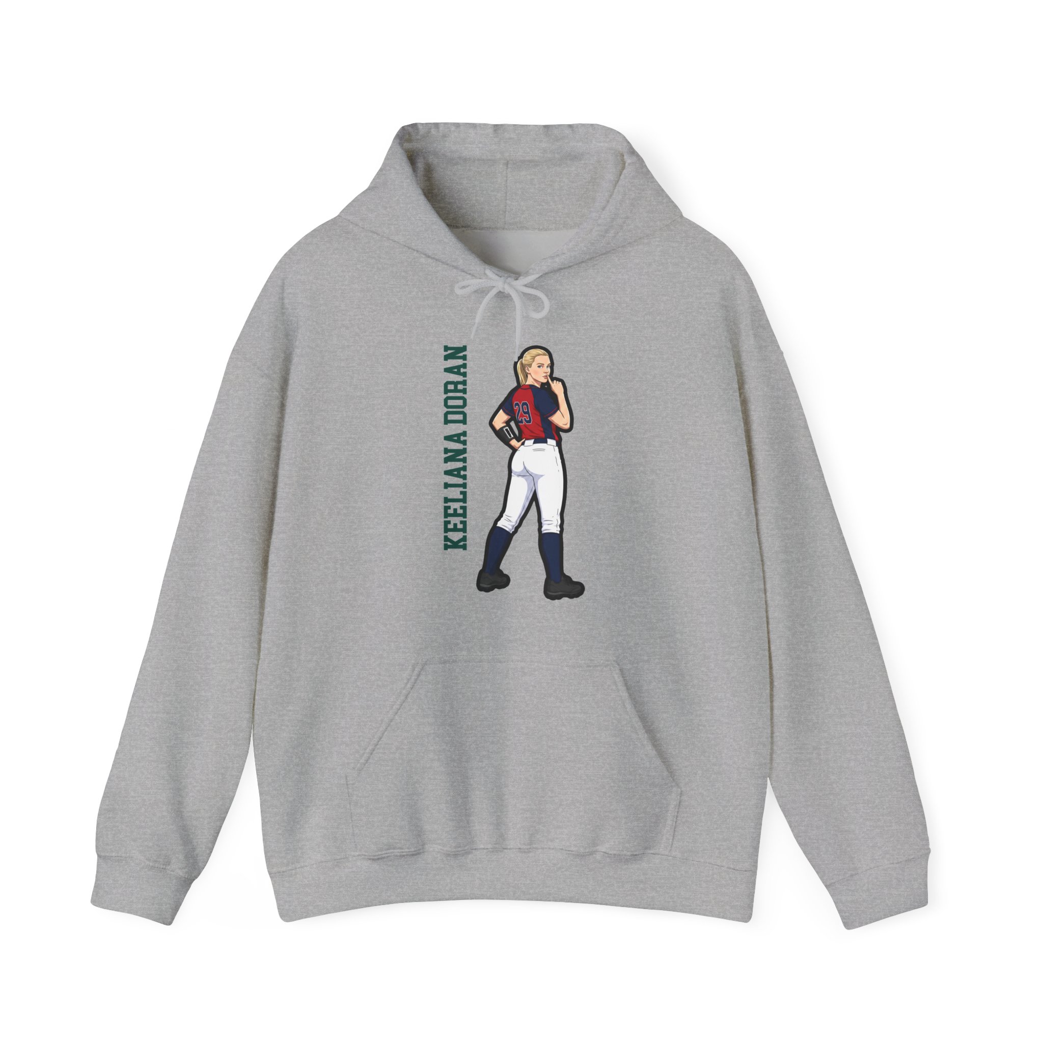 Hoodie — character_name_vertical in Grey