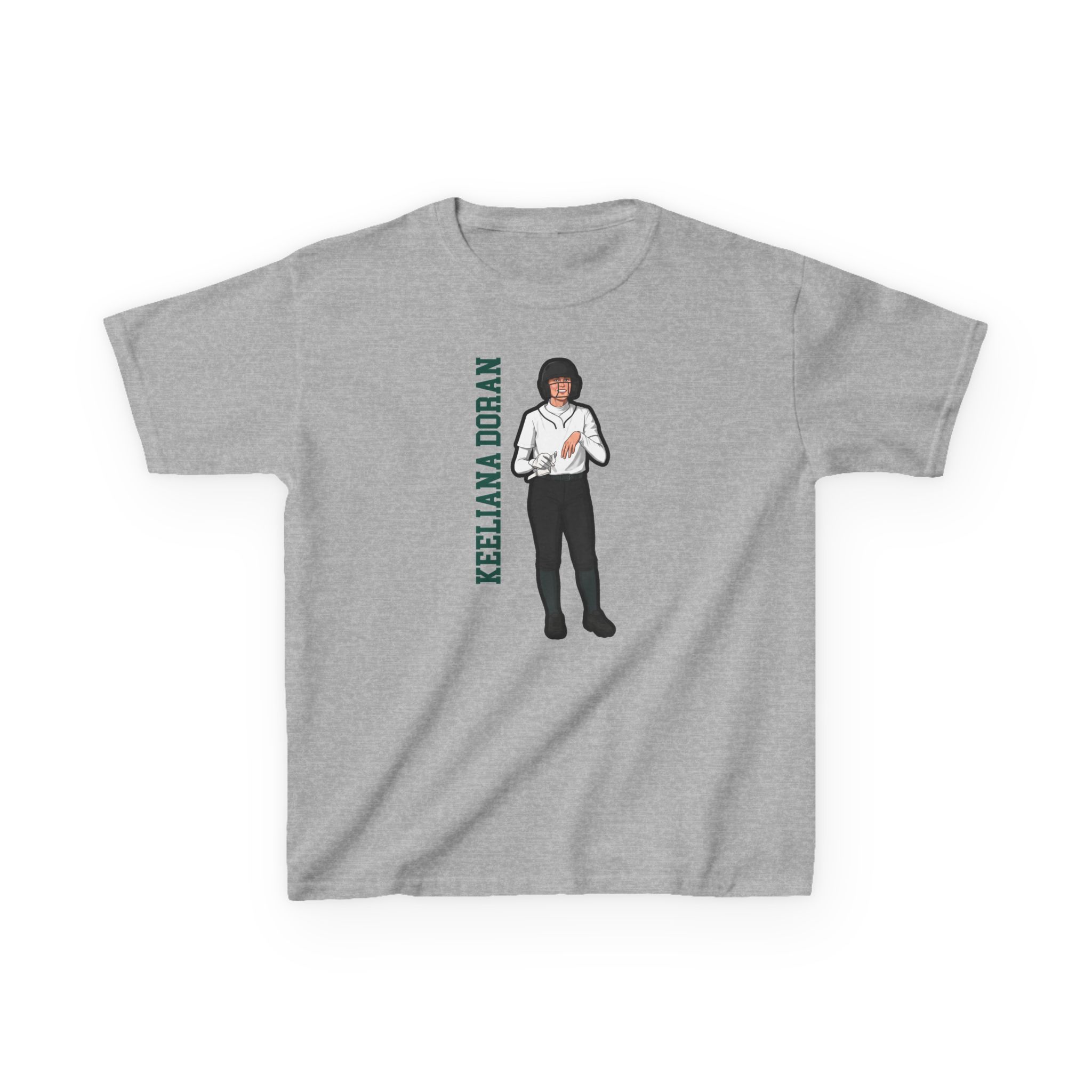 Youth Tee — character_name_vertical in Grey