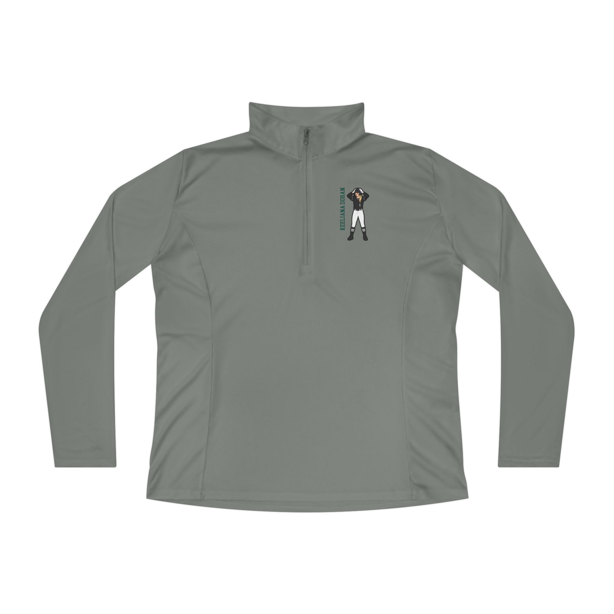 Women's Q-Zip Pullover — character_name_vertical in Grey