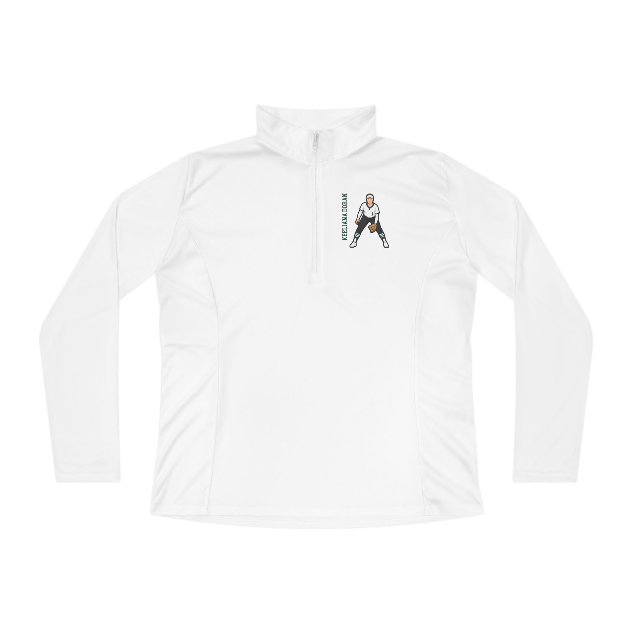 Women's Q-Zip Pullover — character_name_vertical in White