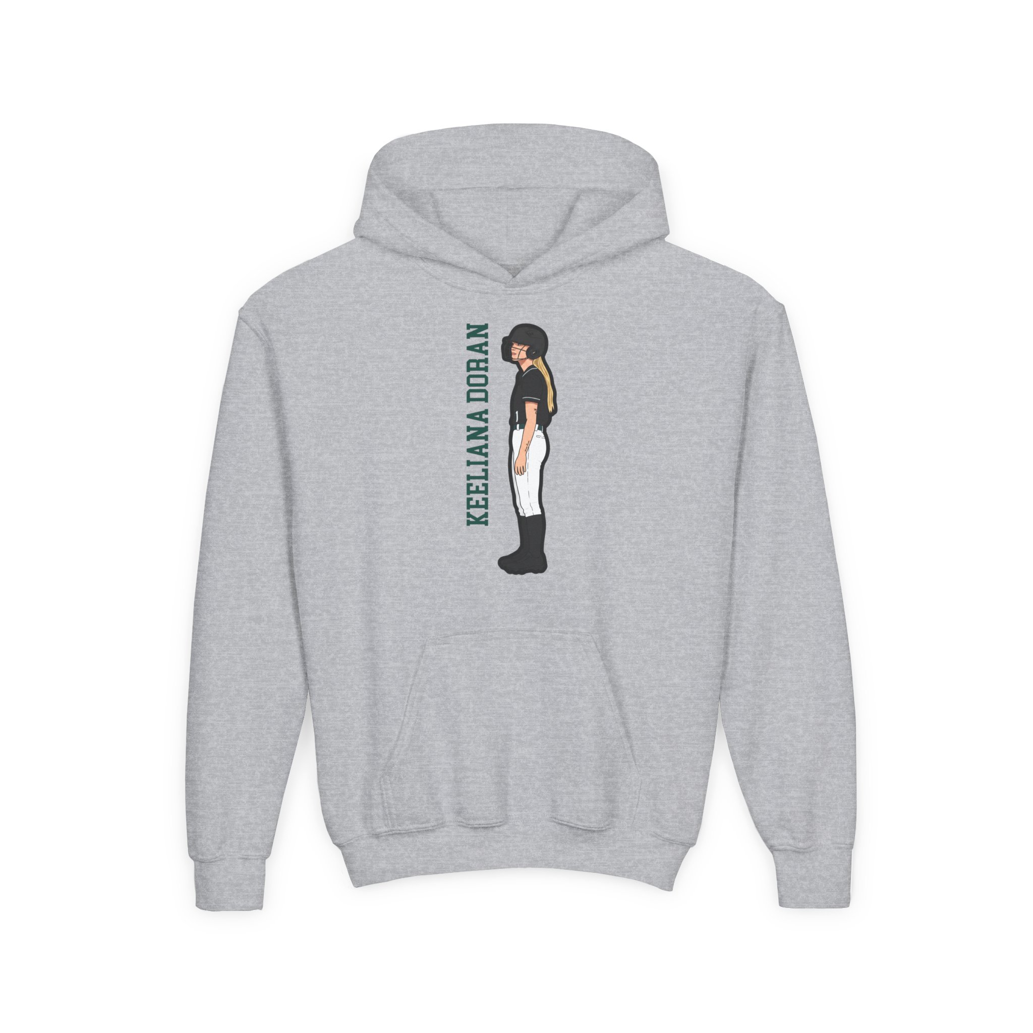 Youth Hoodie — character_name_vertical in Grey