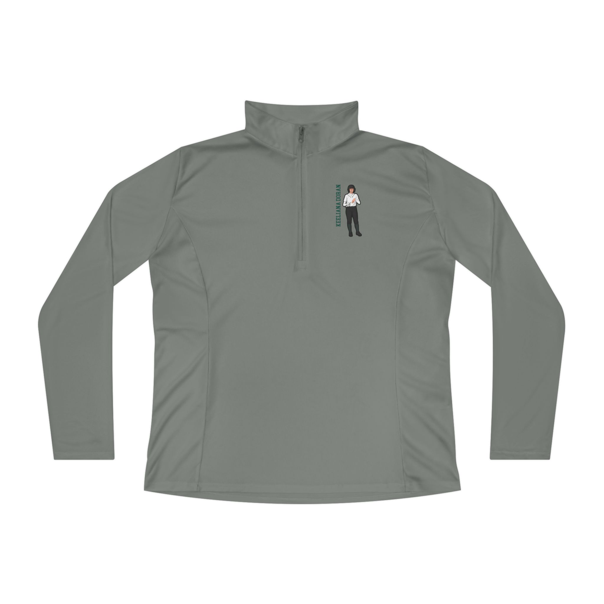 Women's Q-Zip Pullover — character_name_vertical in Grey