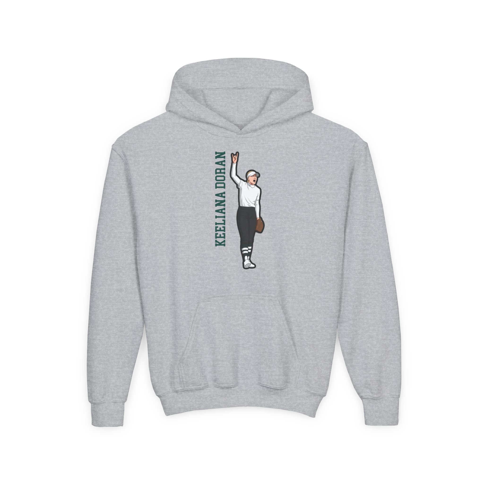 Youth Hoodie — character_name_vertical in Grey