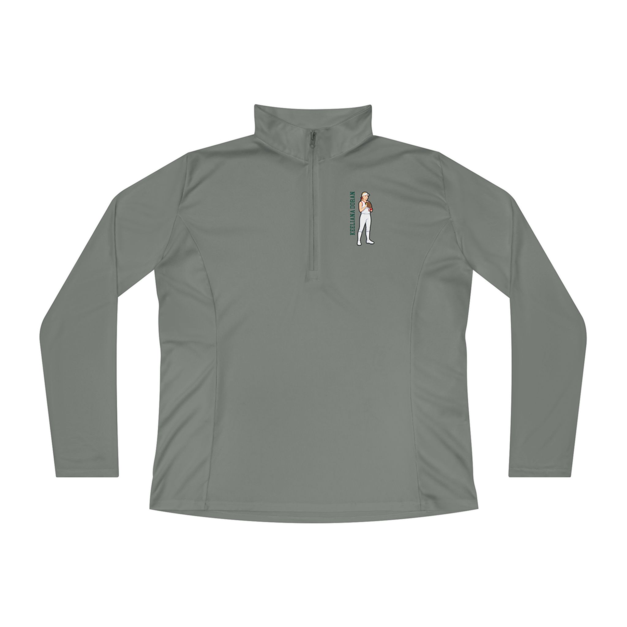 Women's Q-Zip Pullover — character_name_vertical in Grey