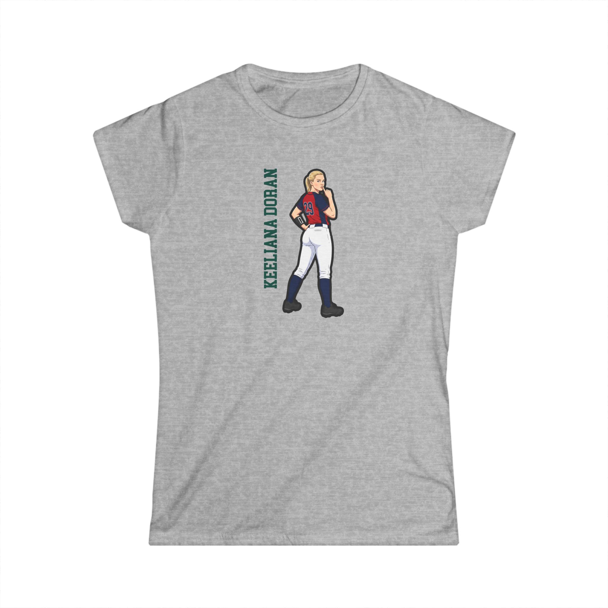 Women's Softstyle Tee — character_name_vertical in Grey