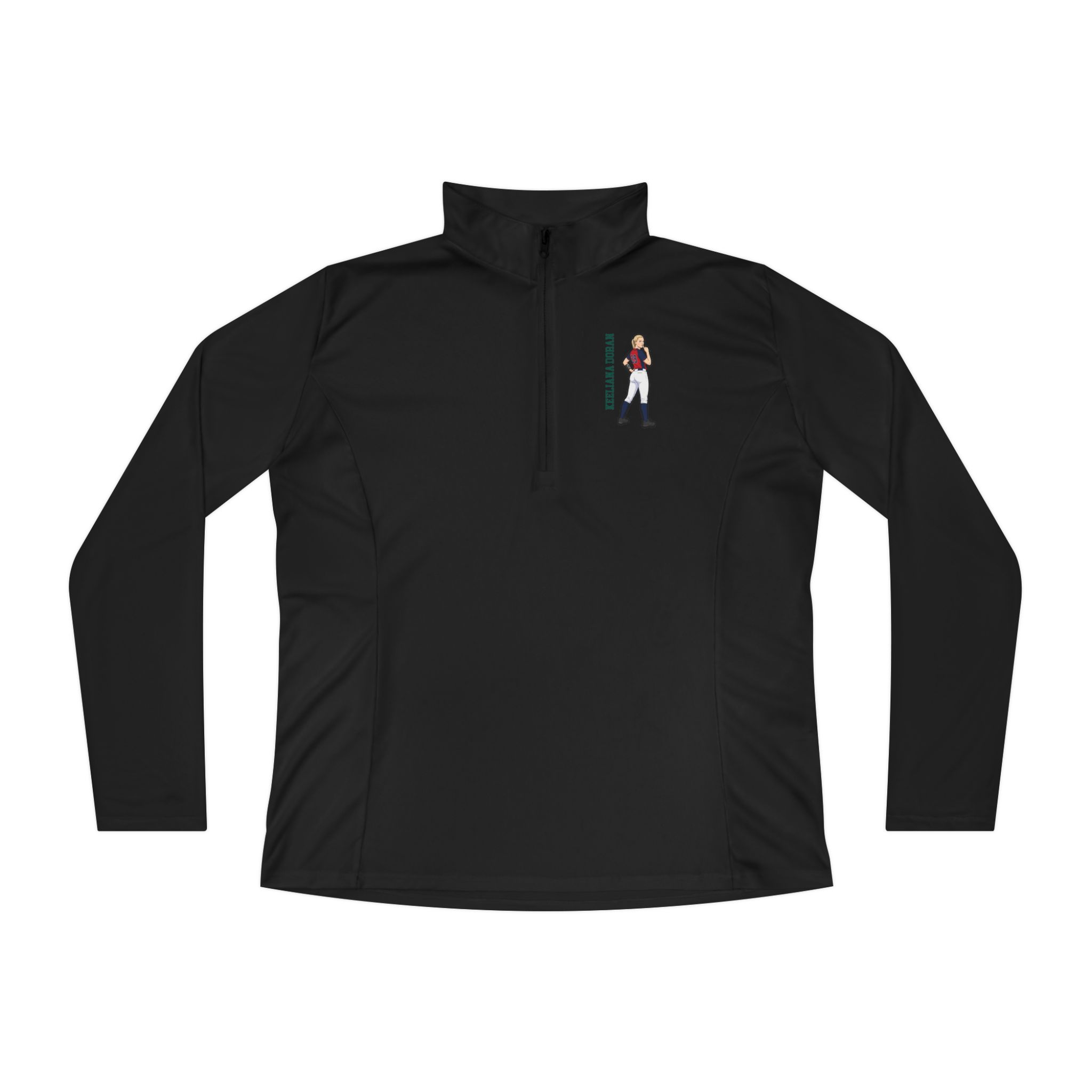 Women's Q-Zip Pullover — character_name_vertical in Black