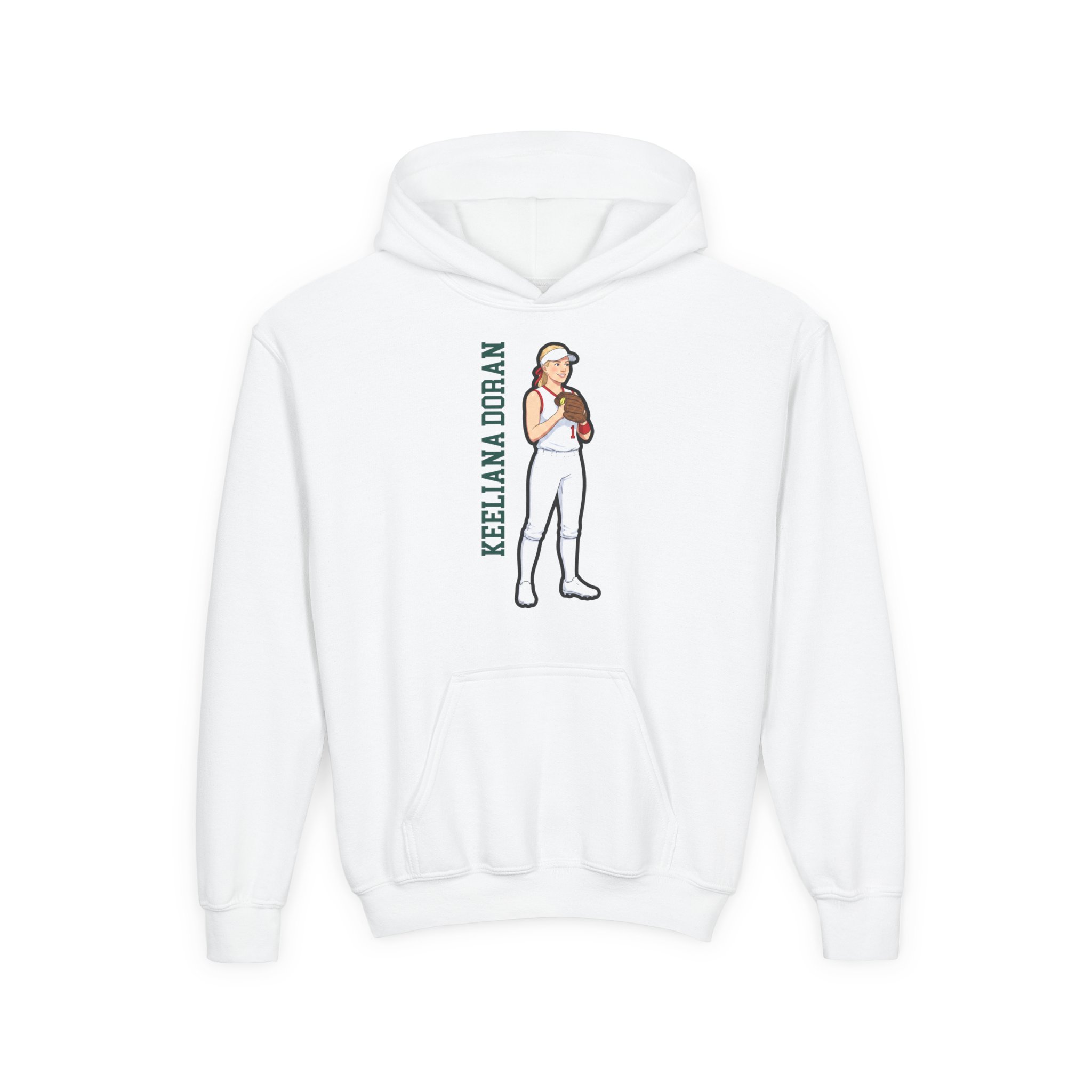 Youth Hoodie — character_name_vertical in White