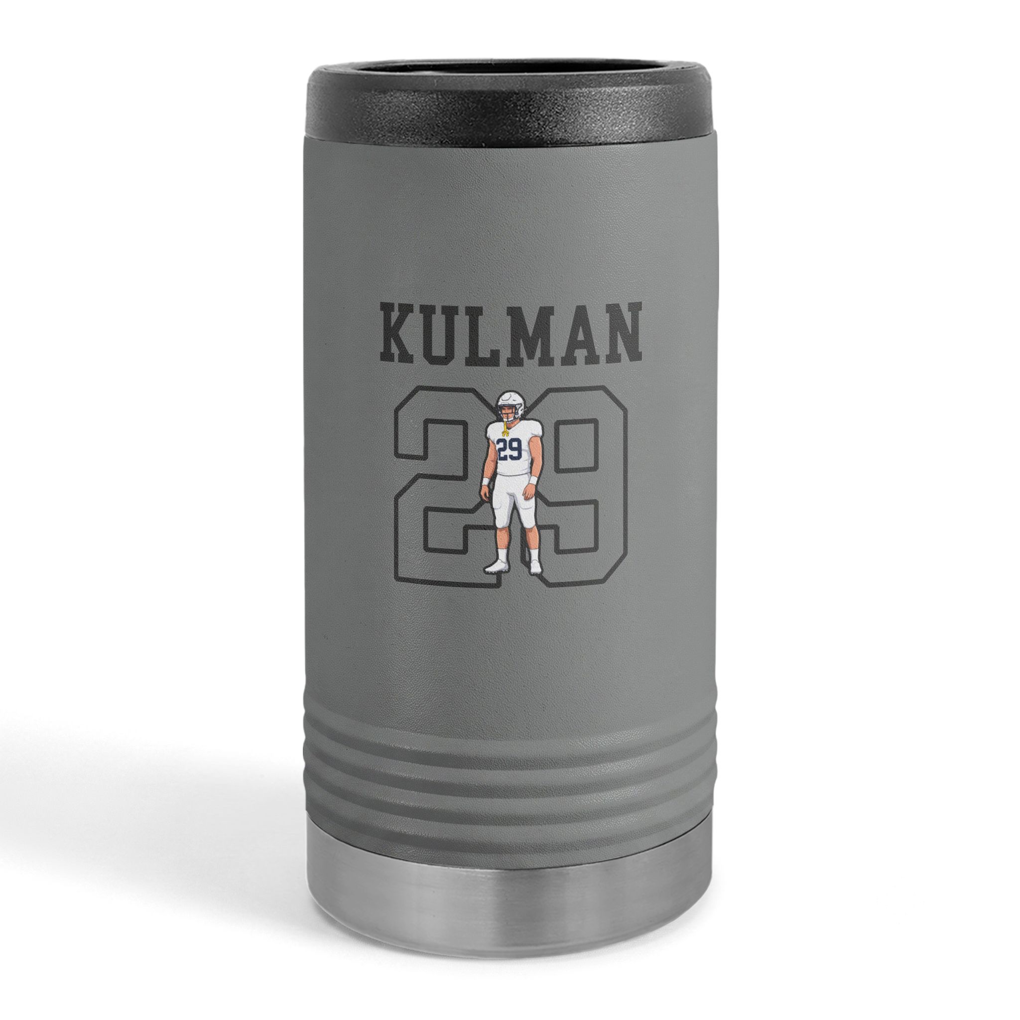 Slim Stainless Can Cooler — character_shirsey in Grey