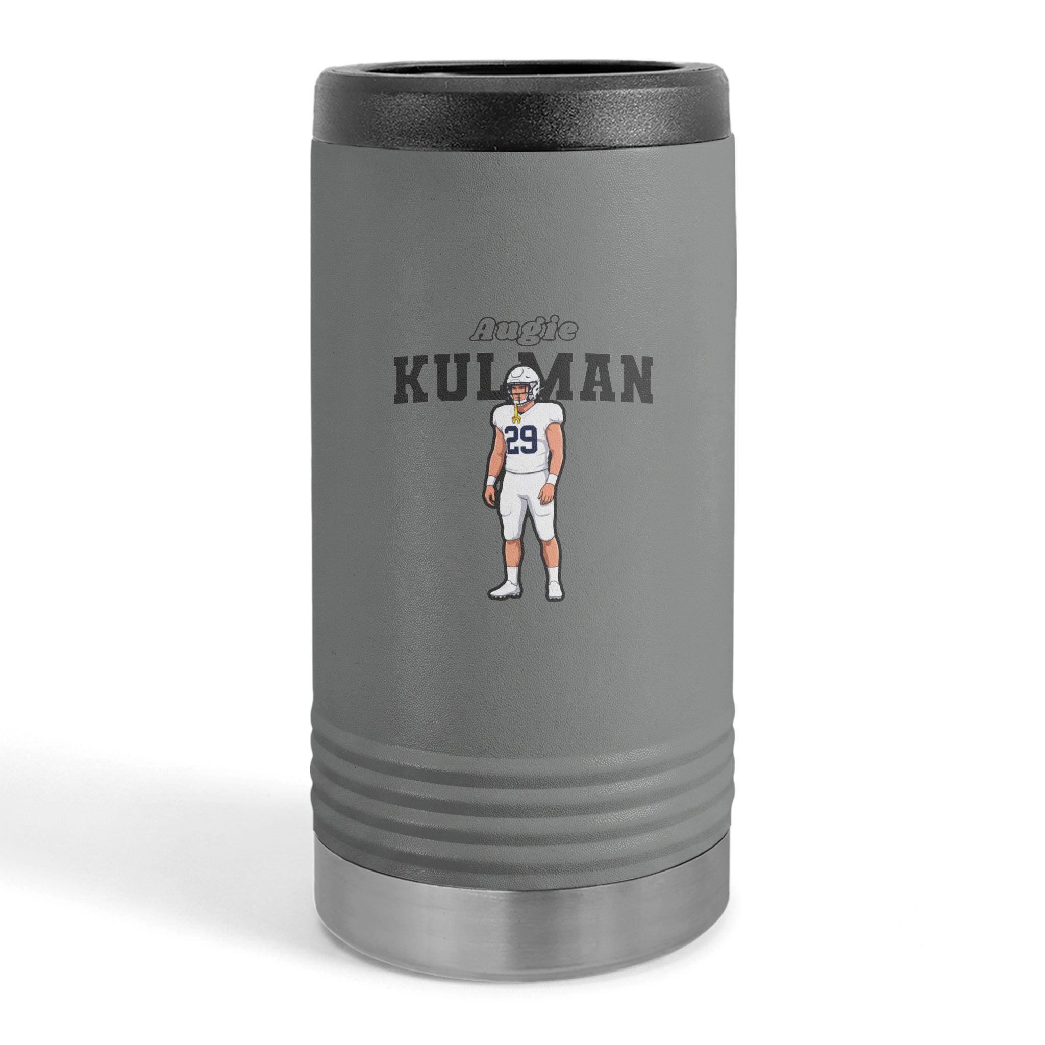 Slim Stainless Can Cooler — character_name_arch in Grey