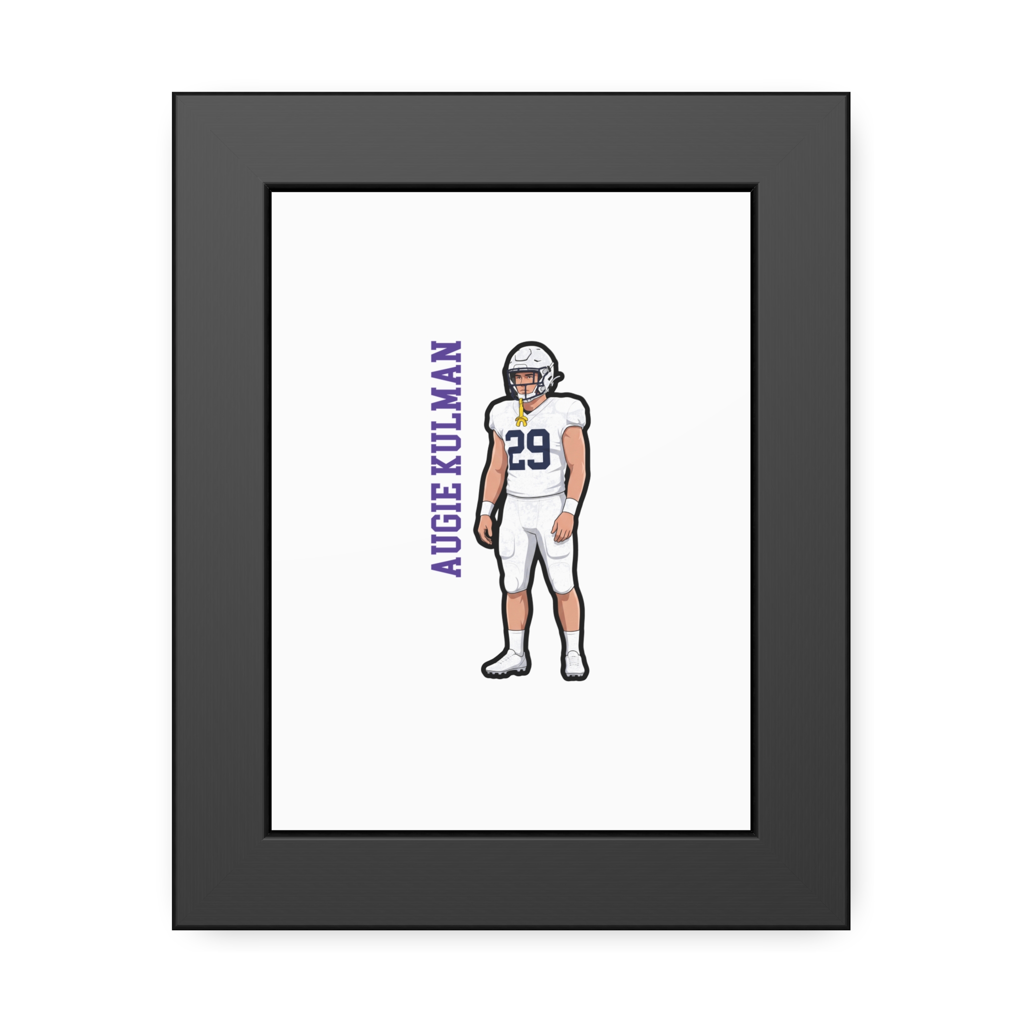 Framed Poster — character_name_vertical in Black
