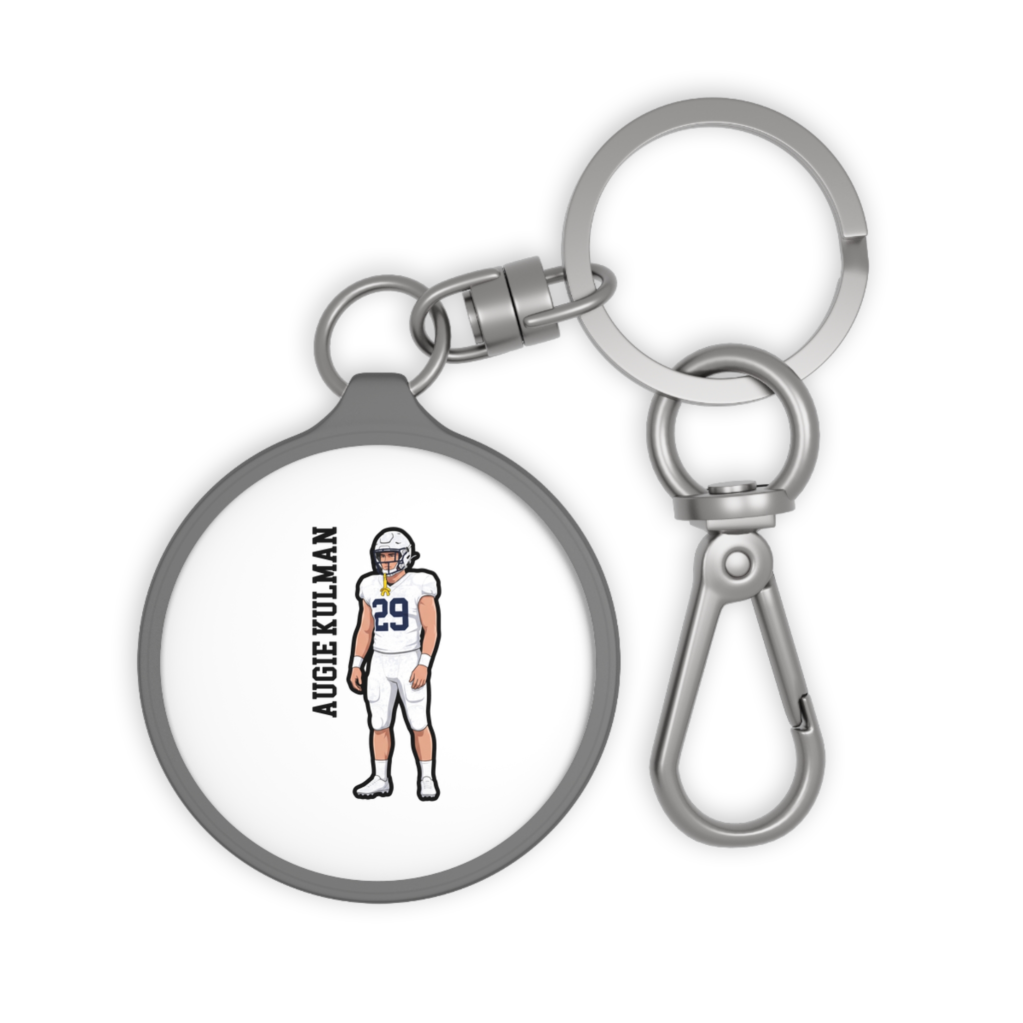 Keychain — character_name_vertical in Grey