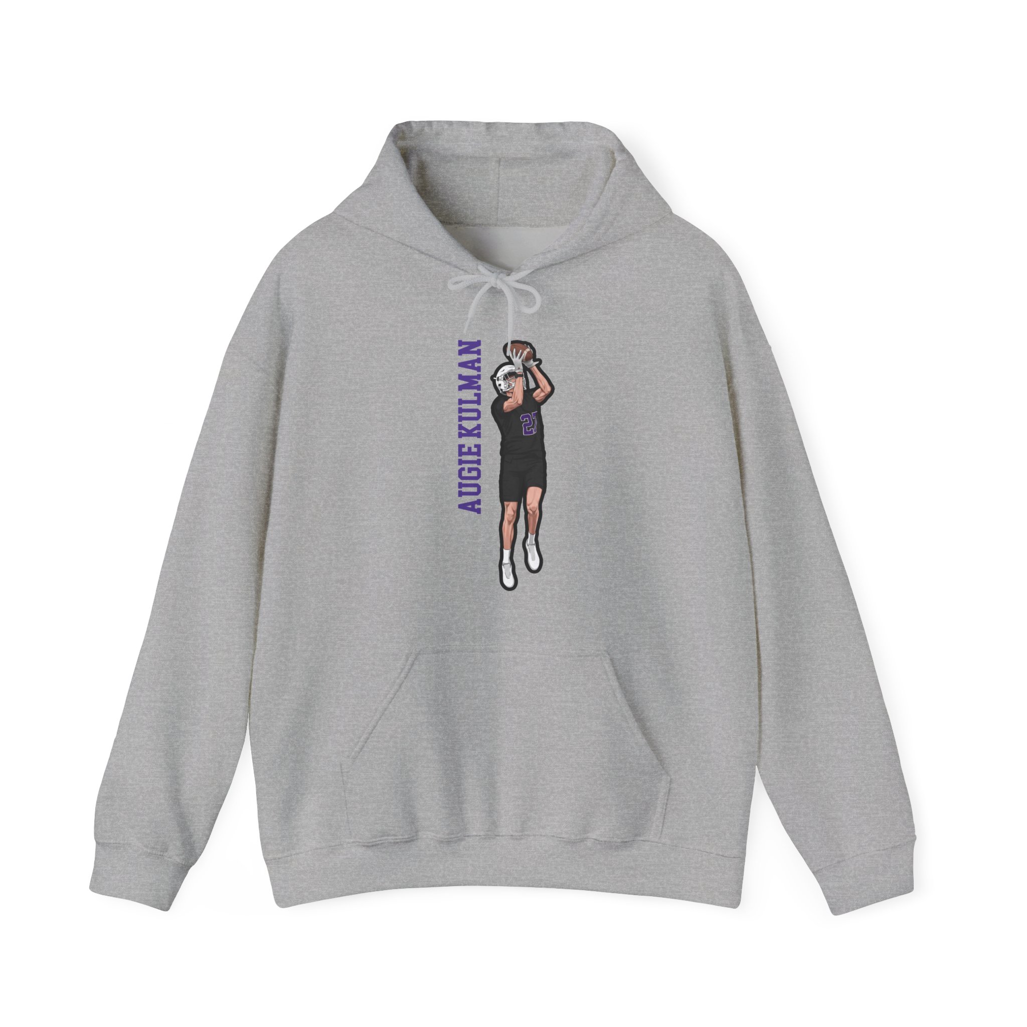 Hoodie — character_name_vertical in Grey