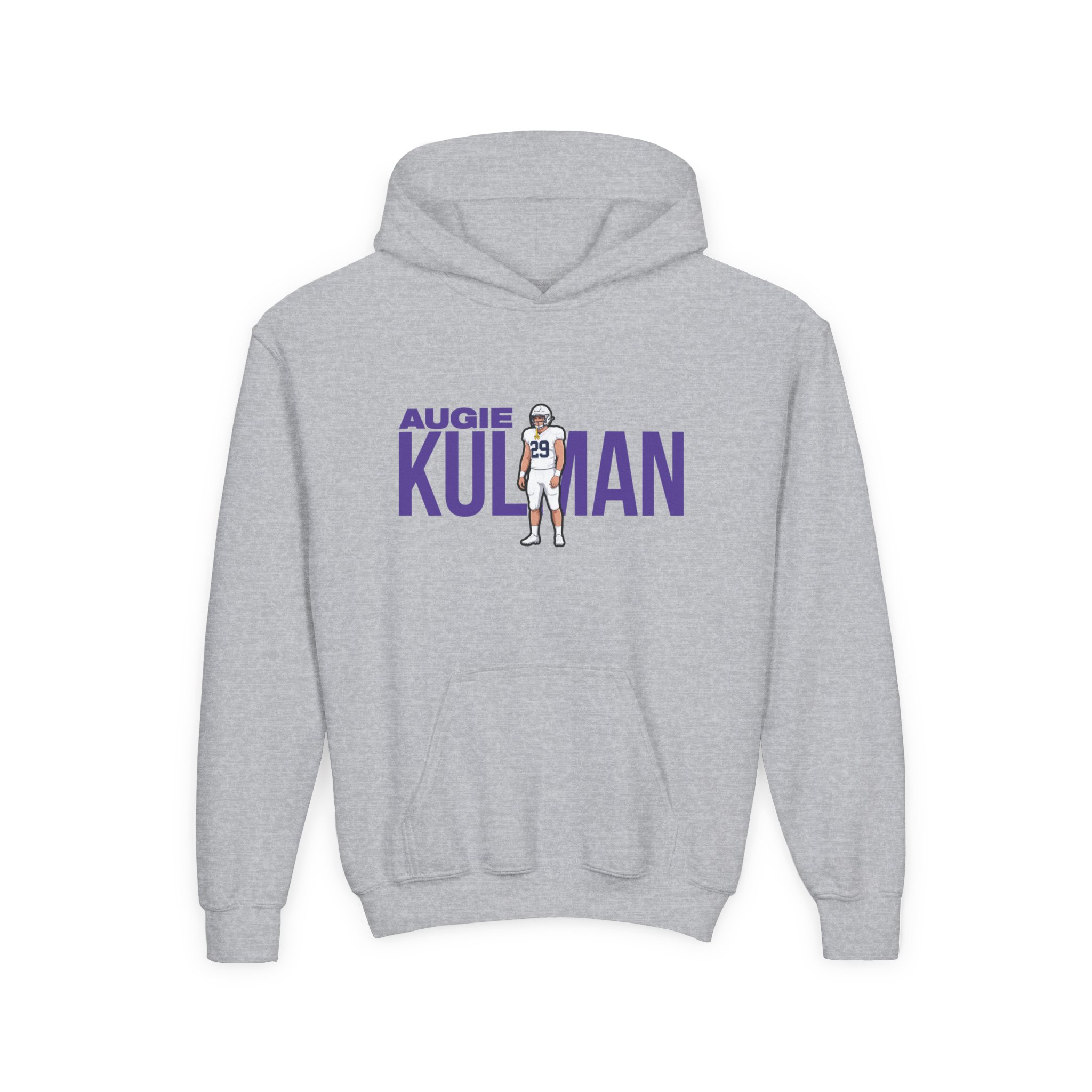 Youth Hoodie — character_player_name in Grey