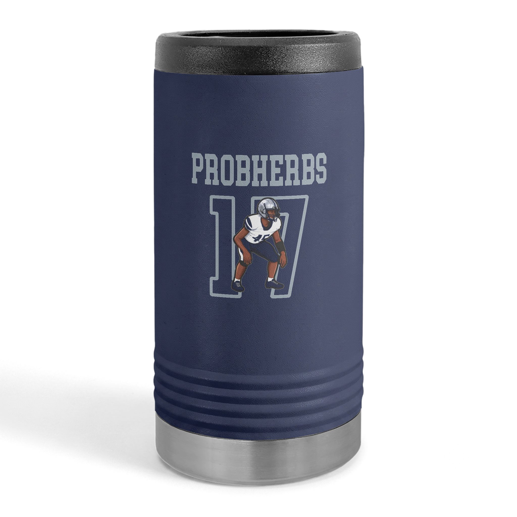 Slim Stainless Can Cooler — character_shirsey in Navy