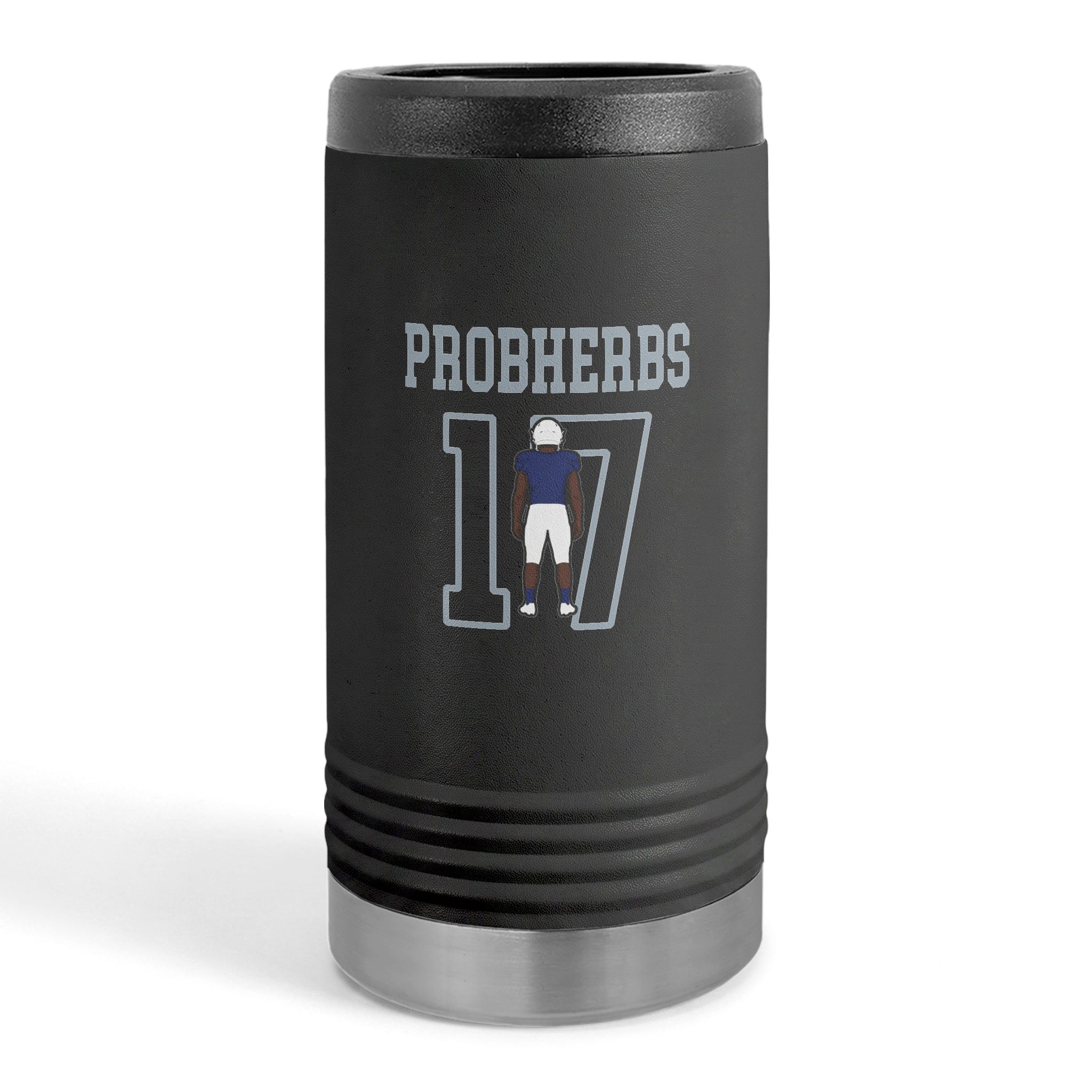 Slim Stainless Can Cooler — character_shirsey in Black