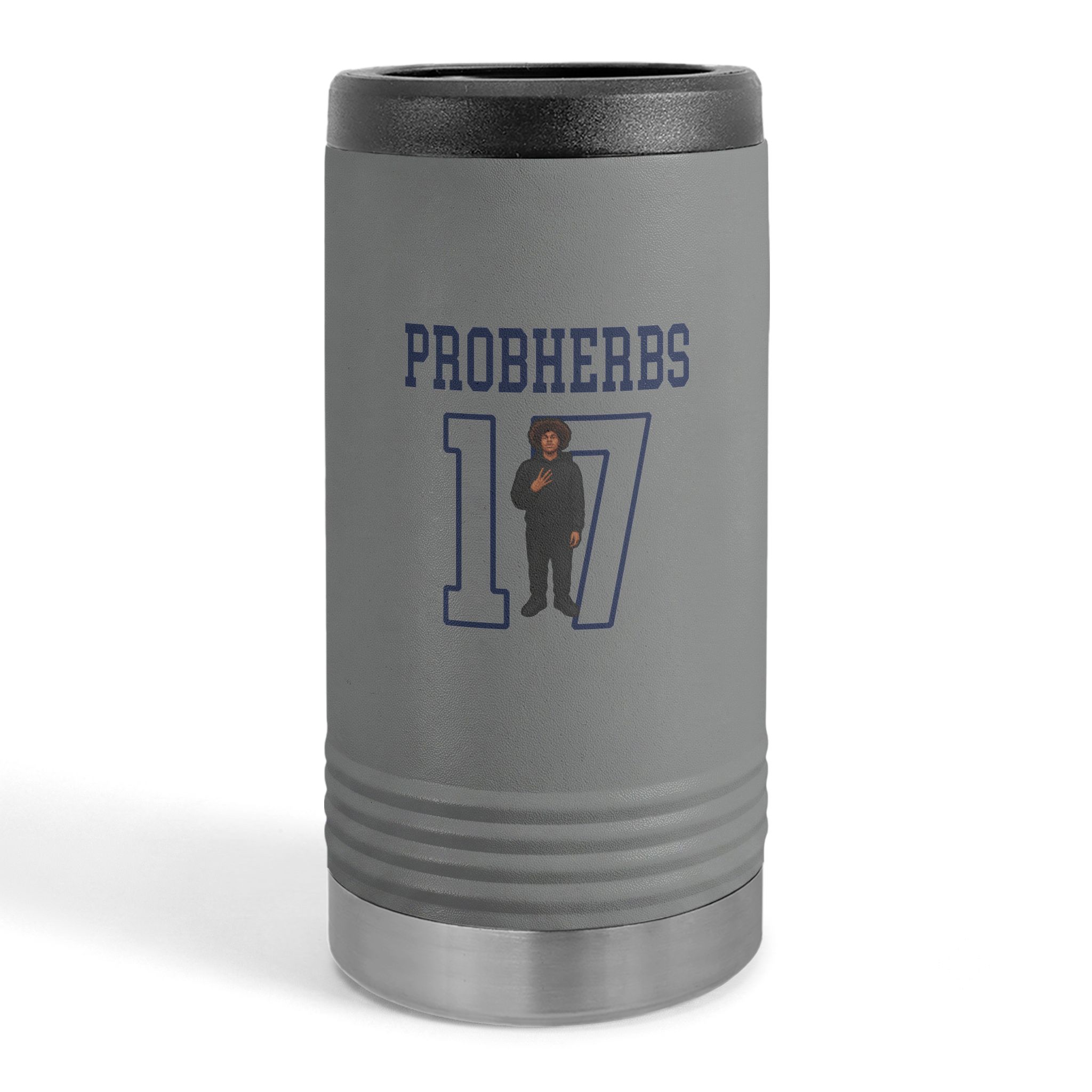 Slim Stainless Can Cooler — character_shirsey in Grey