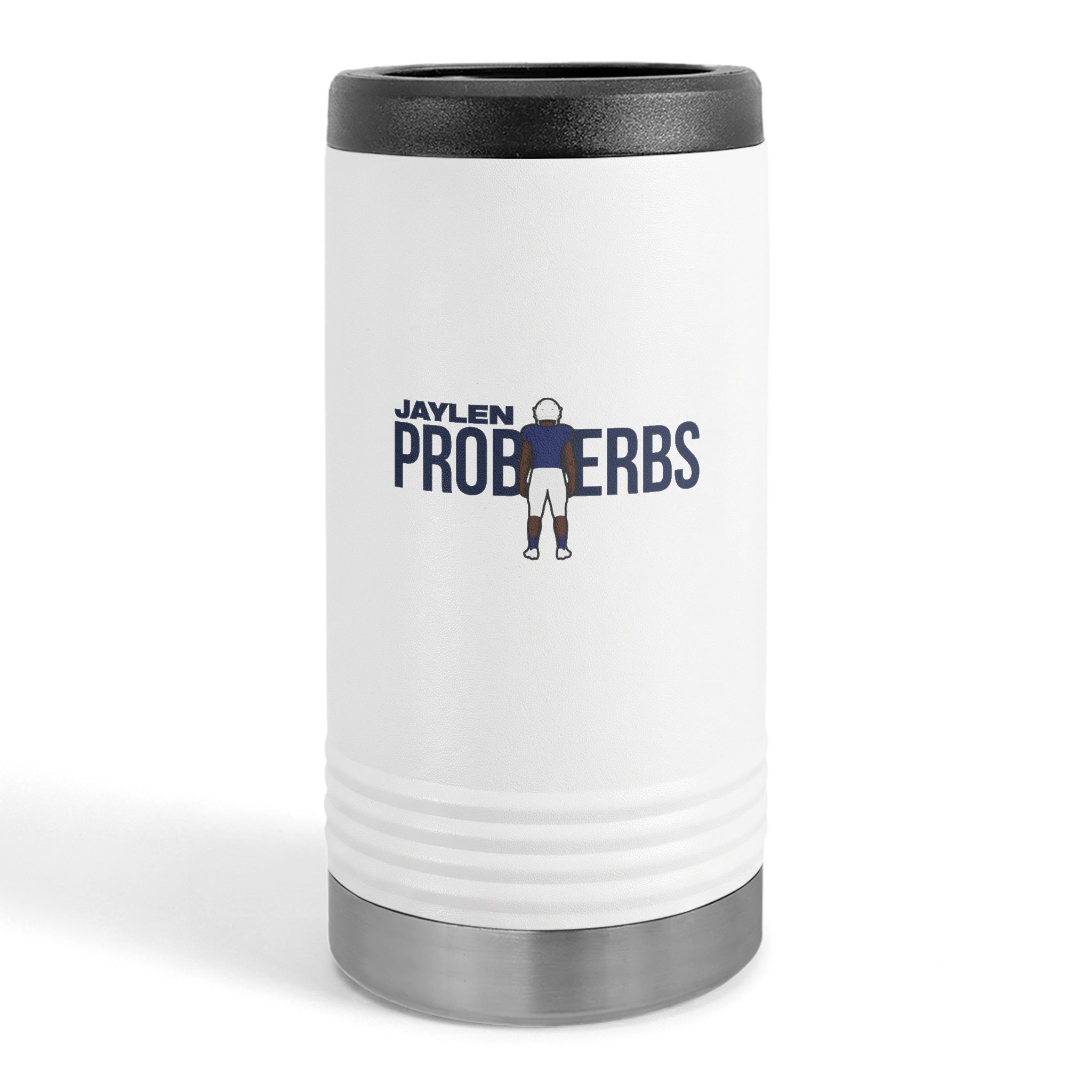 Slim Stainless Can Cooler — character_player_name in White