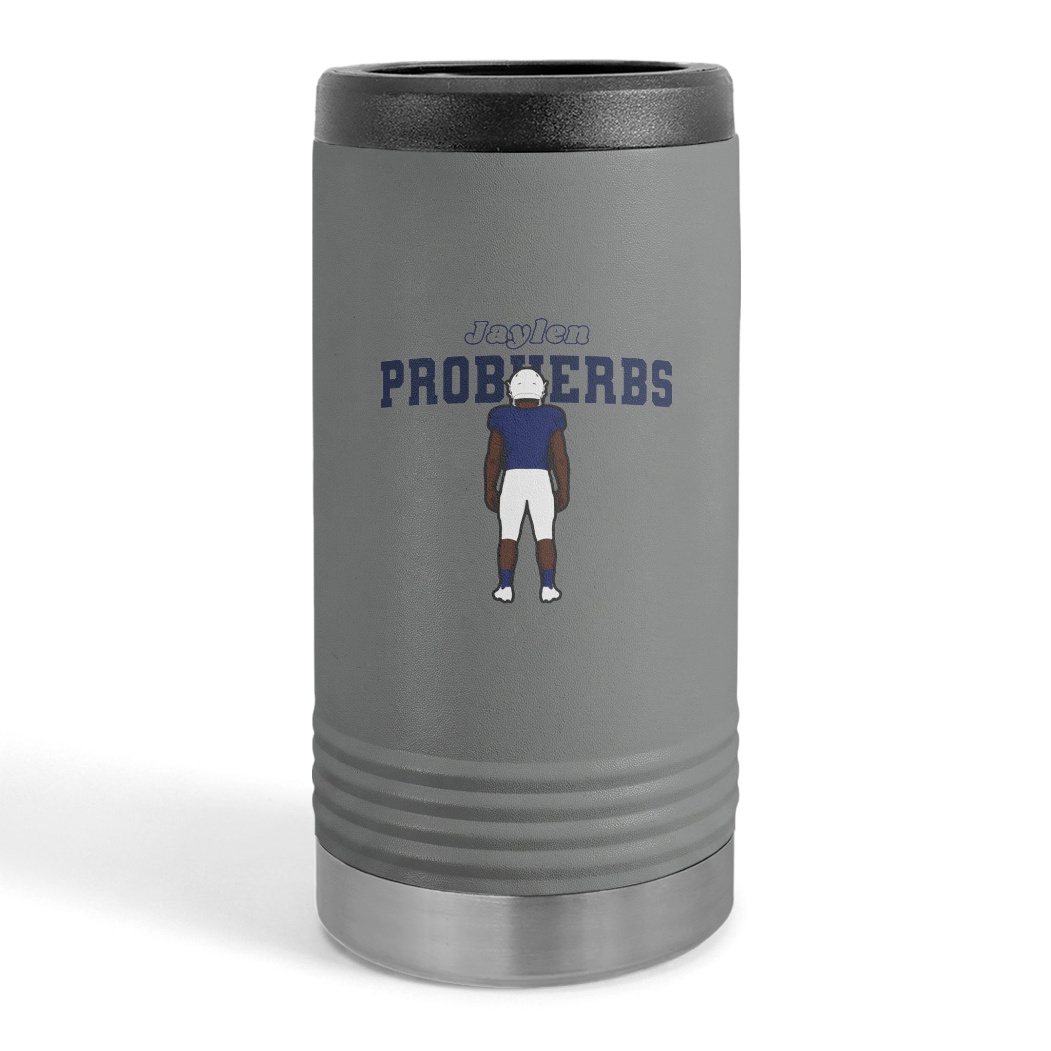 Slim Stainless Can Cooler — character_name_arch in Grey