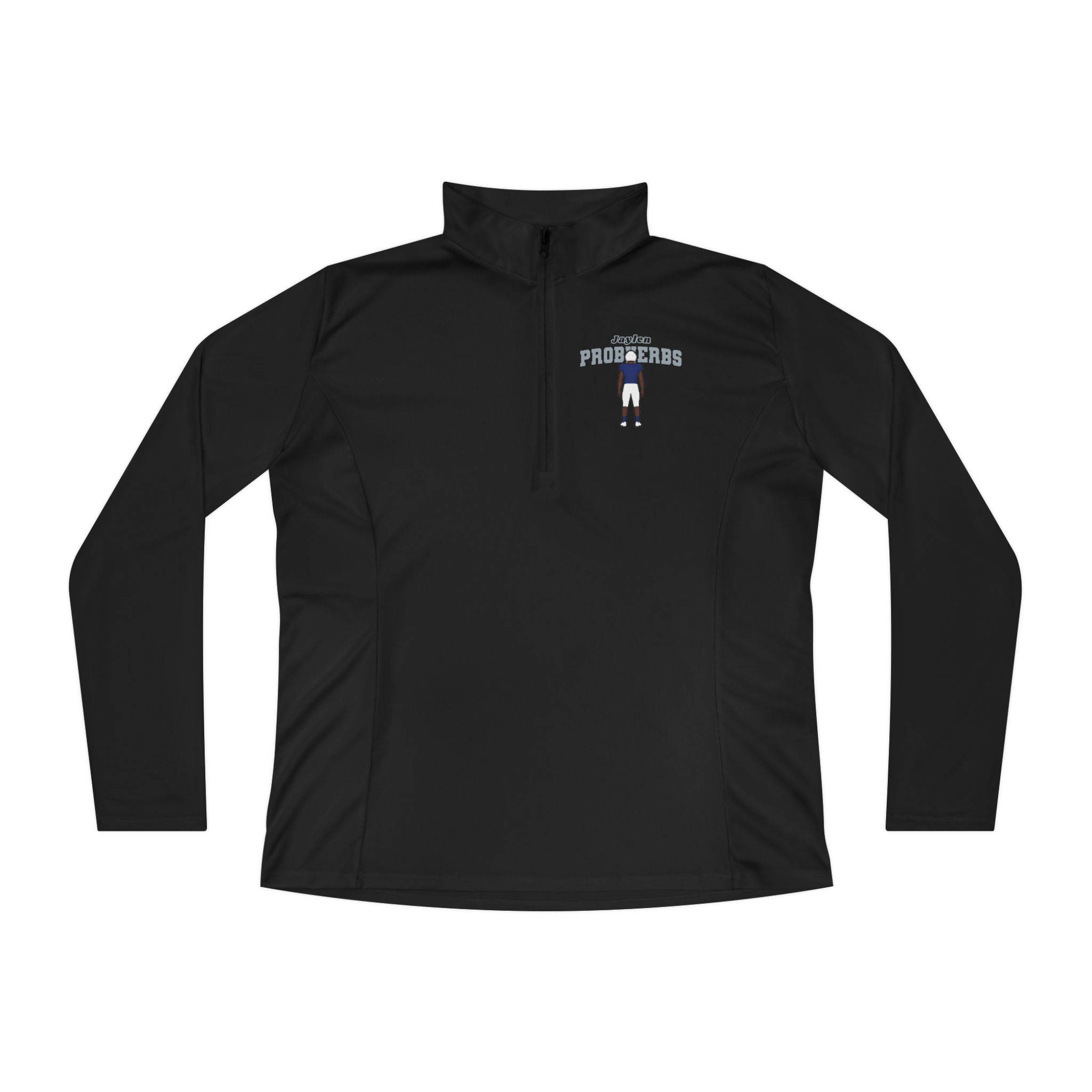 Women's Q-Zip Pullover — character_name_arch in Black