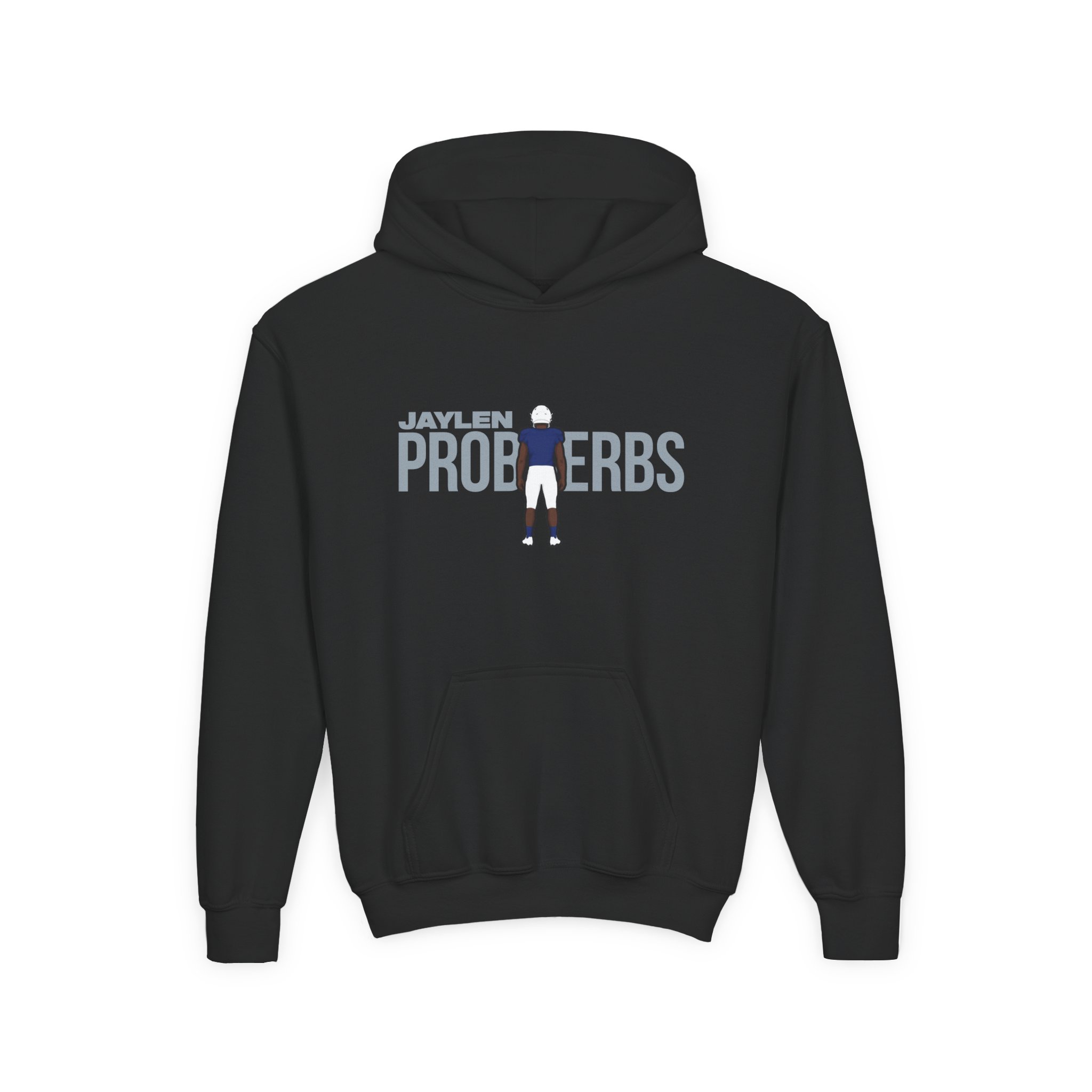 Youth Hoodie — character_player_name in Black