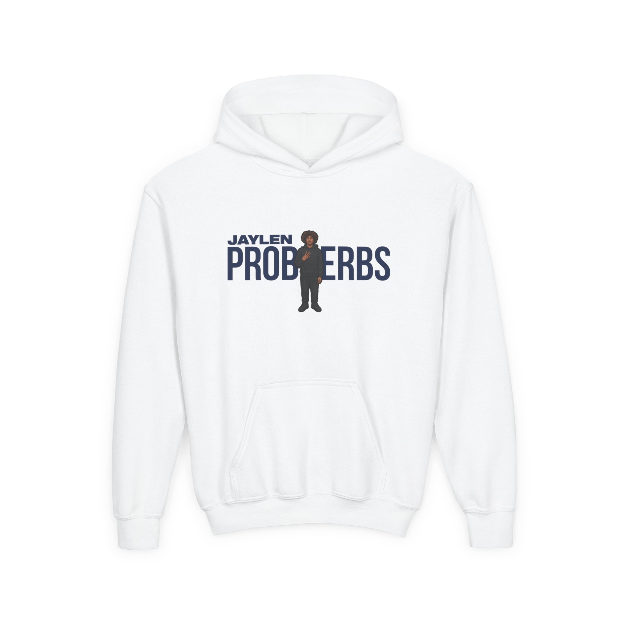 Youth Hoodie — character_player_name in White