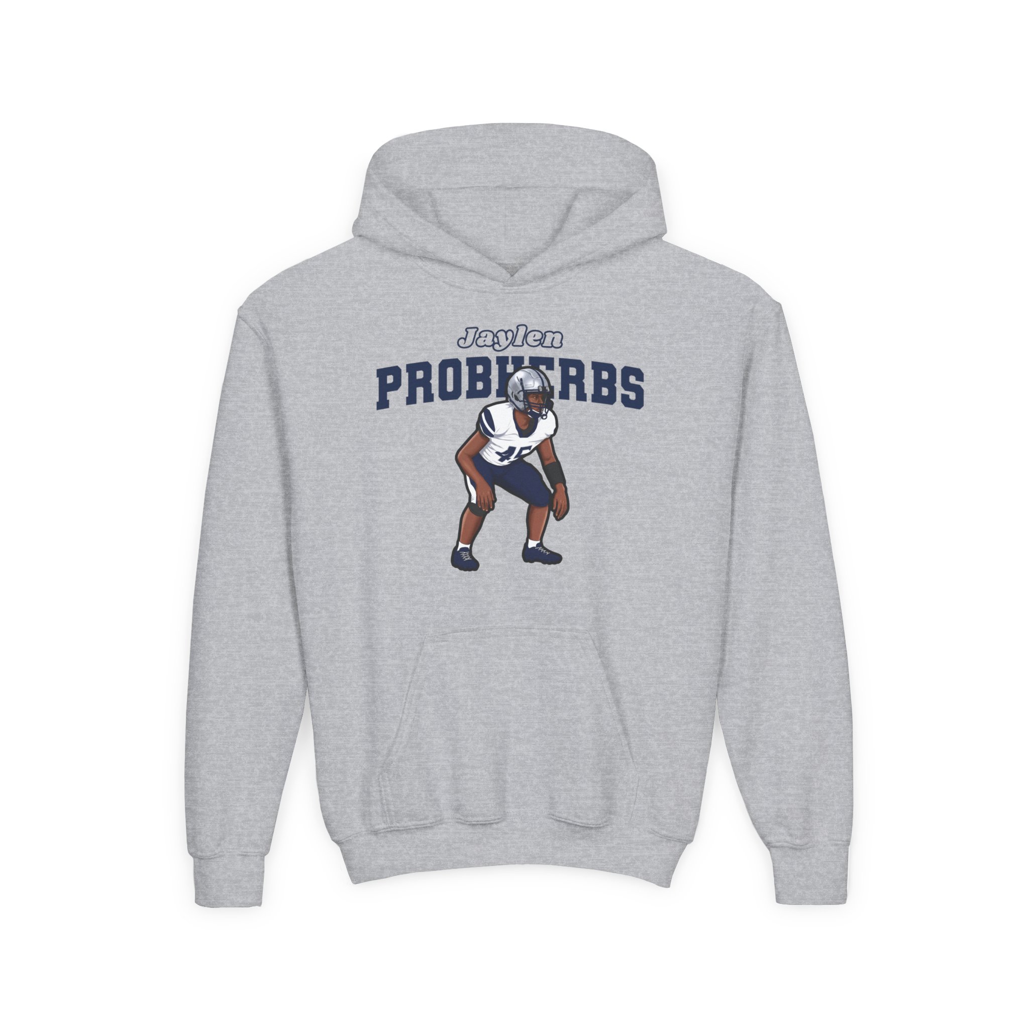 Youth Hoodie — character_name_arch in Grey