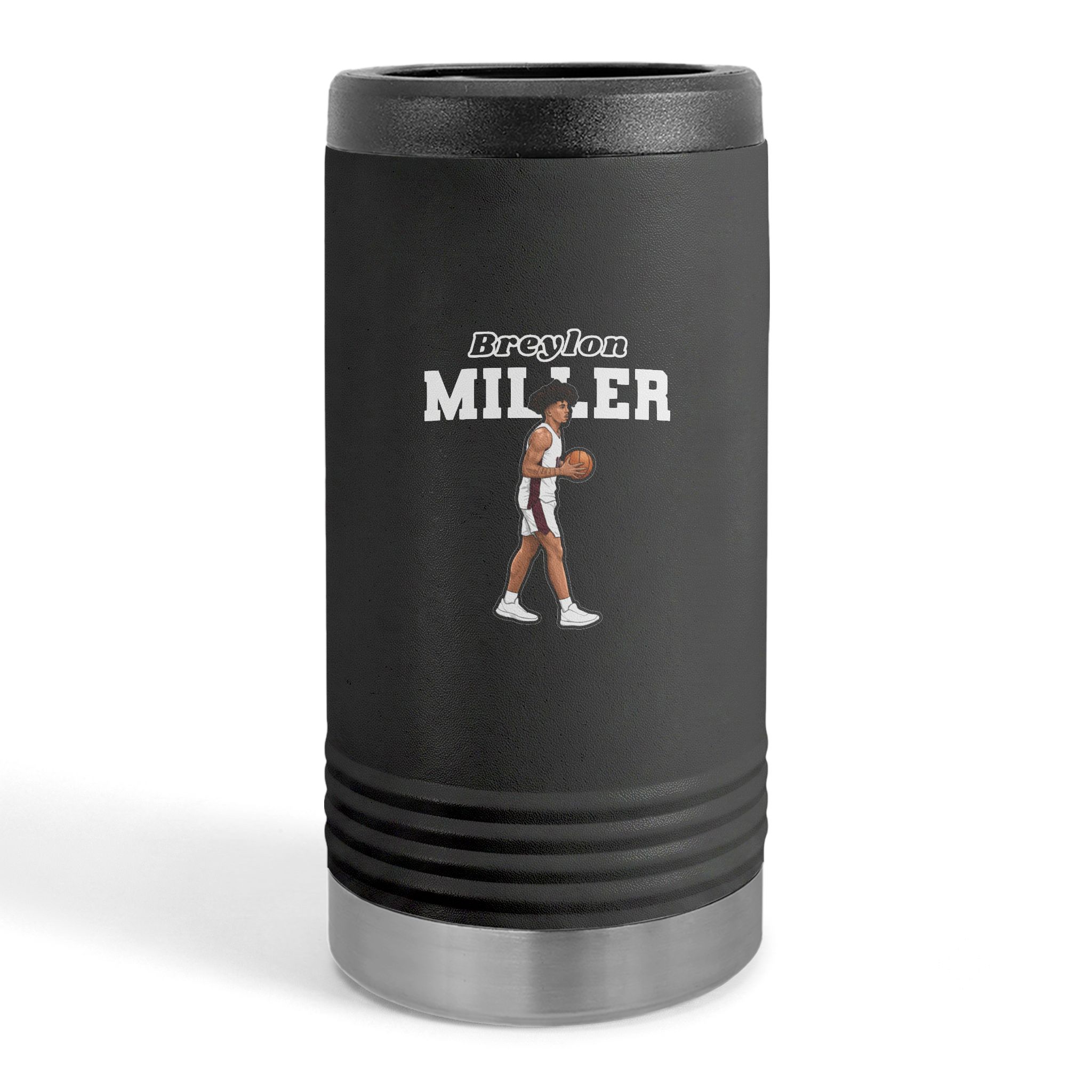 Slim Stainless Can Cooler — character_name_arch in Black