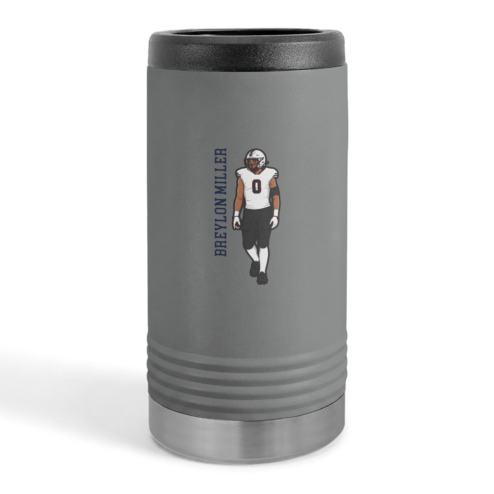 Slim Stainless Can Cooler — character_name_vertical in Grey