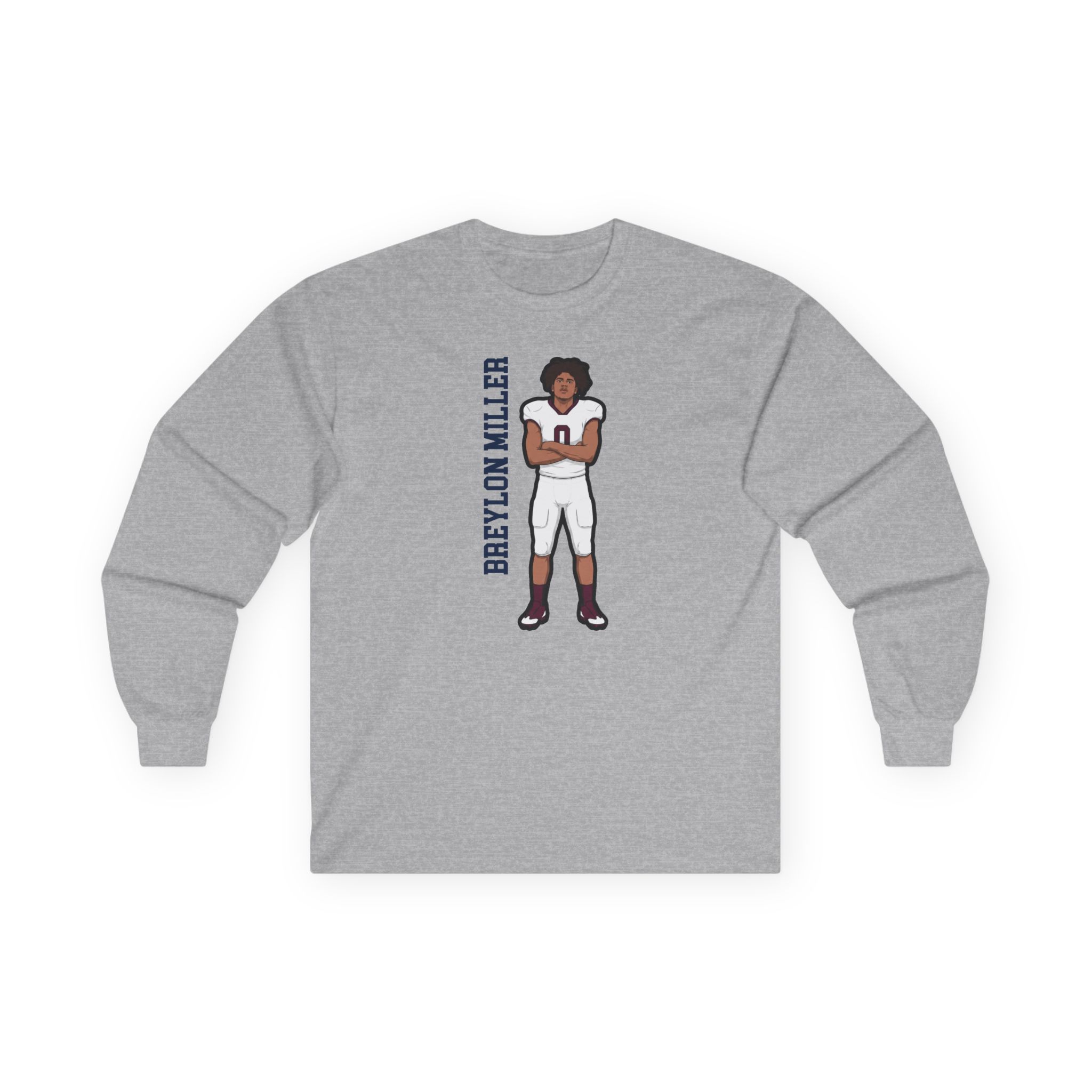 Long Sleeve Tee — character_name_vertical in Grey