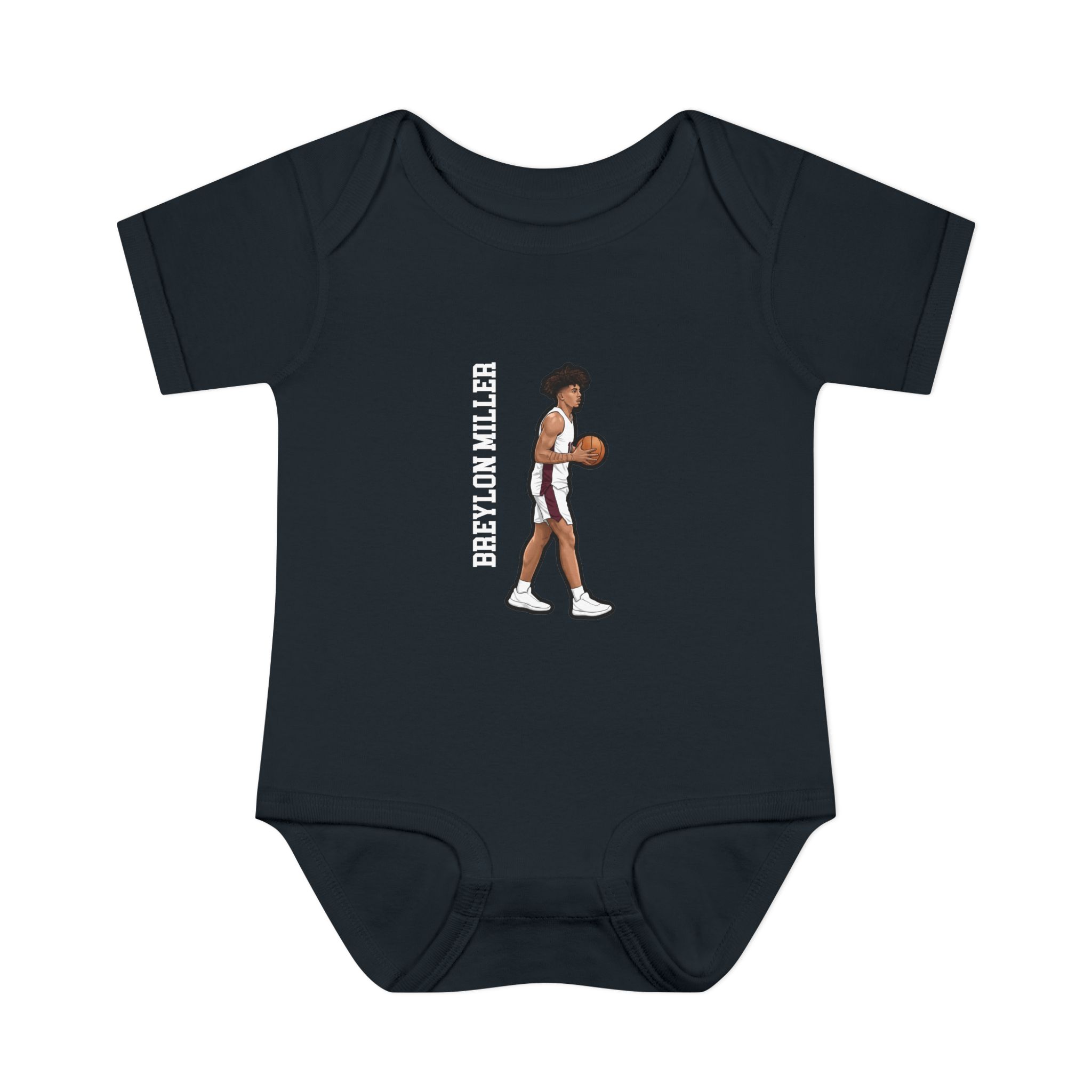Baby Onesie — character_name_vertical in Black