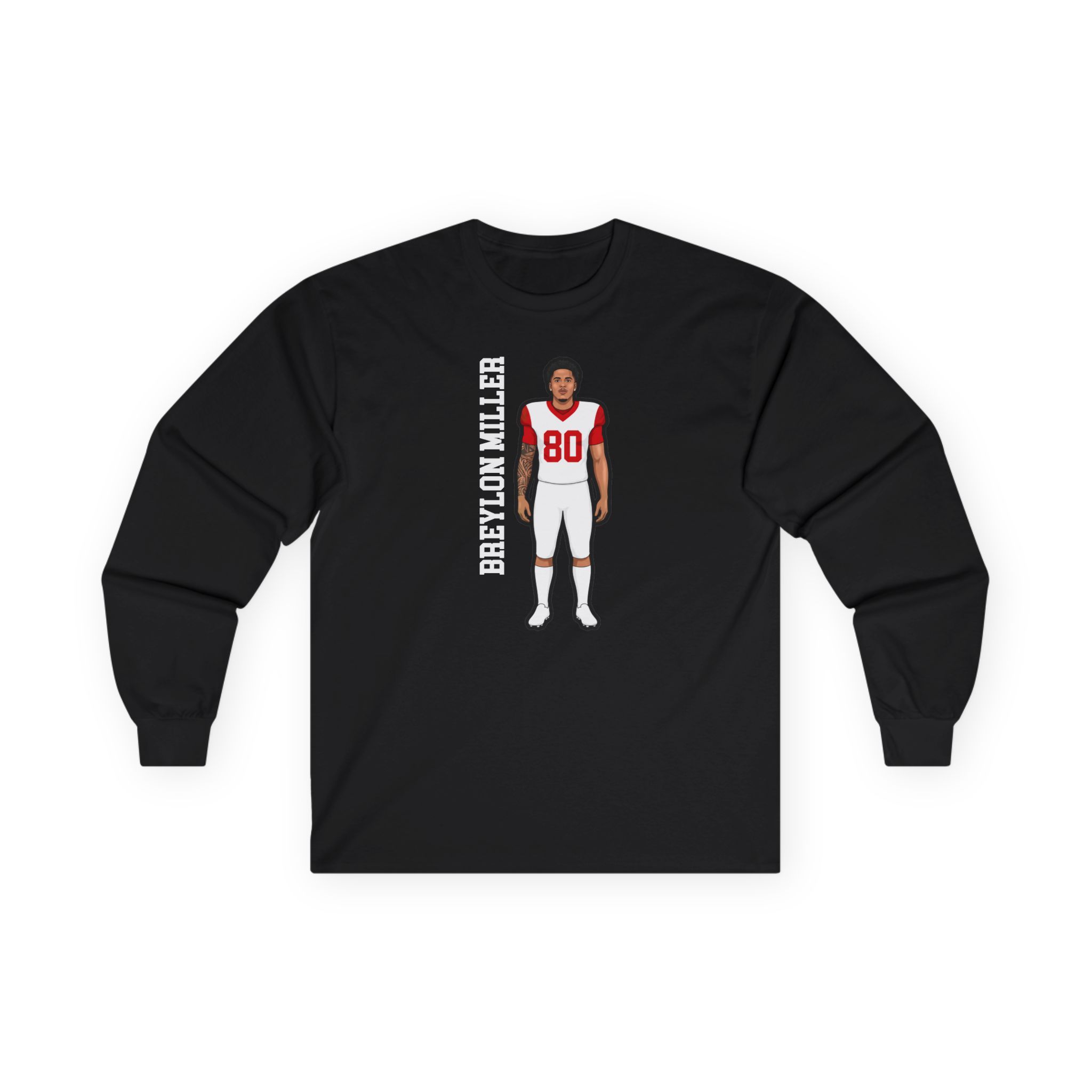 Long Sleeve Tee — character_name_vertical in Black