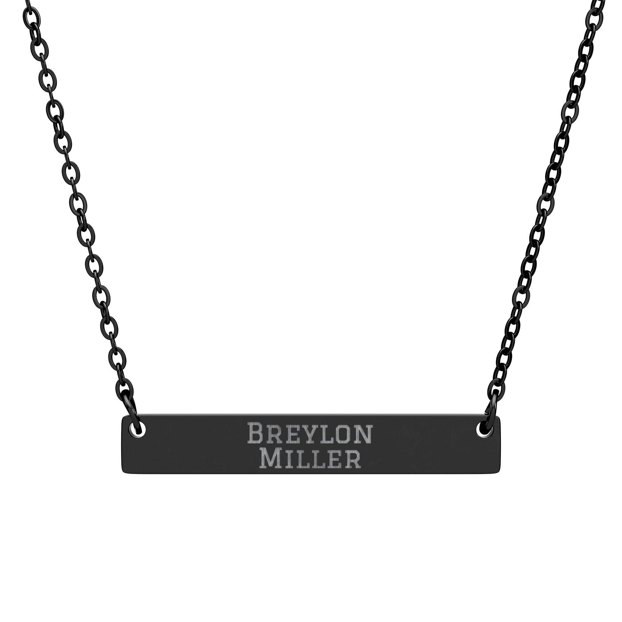 Engraved Bar Necklace — Classic in Black