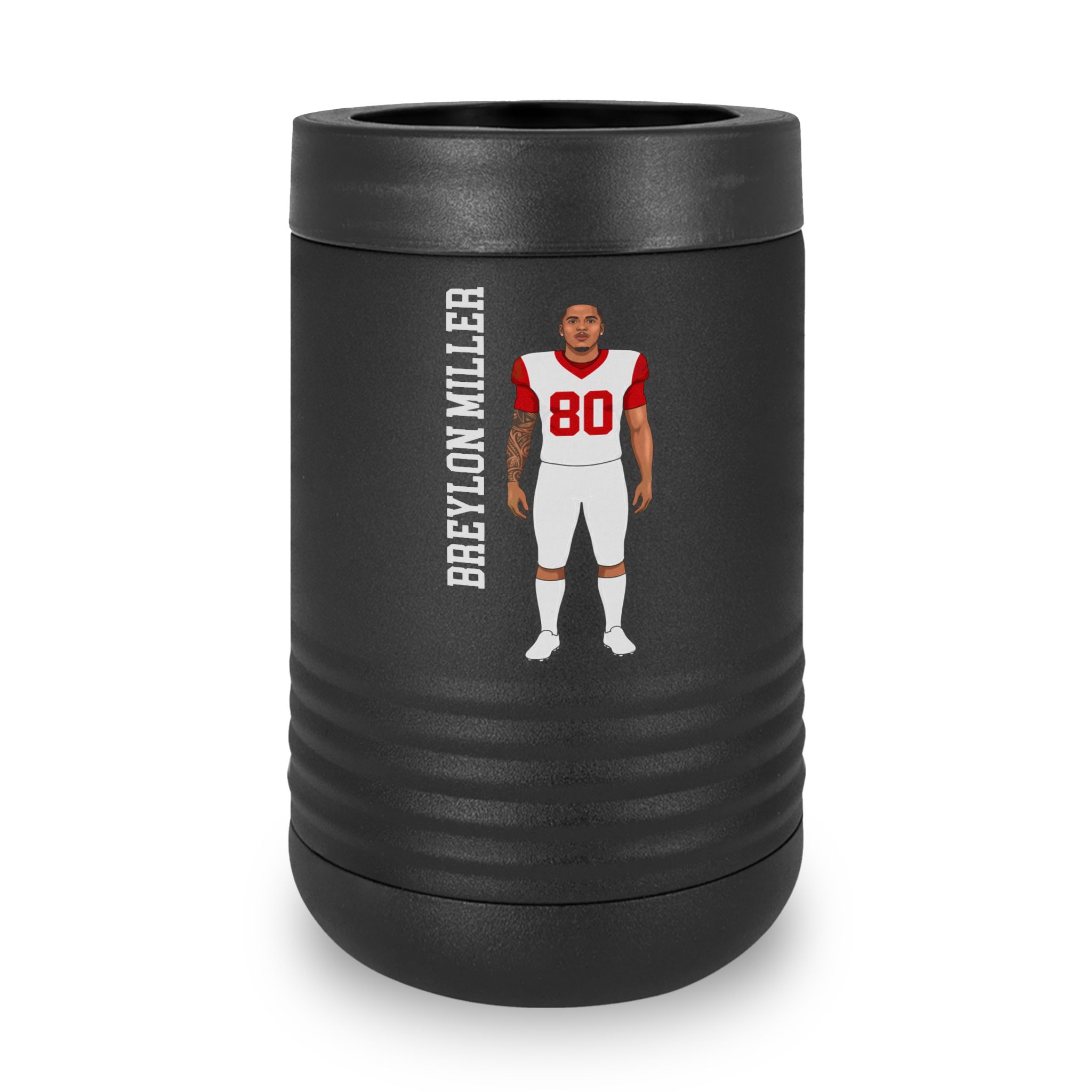 Stainless Can Cooler — character_name_vertical in Black