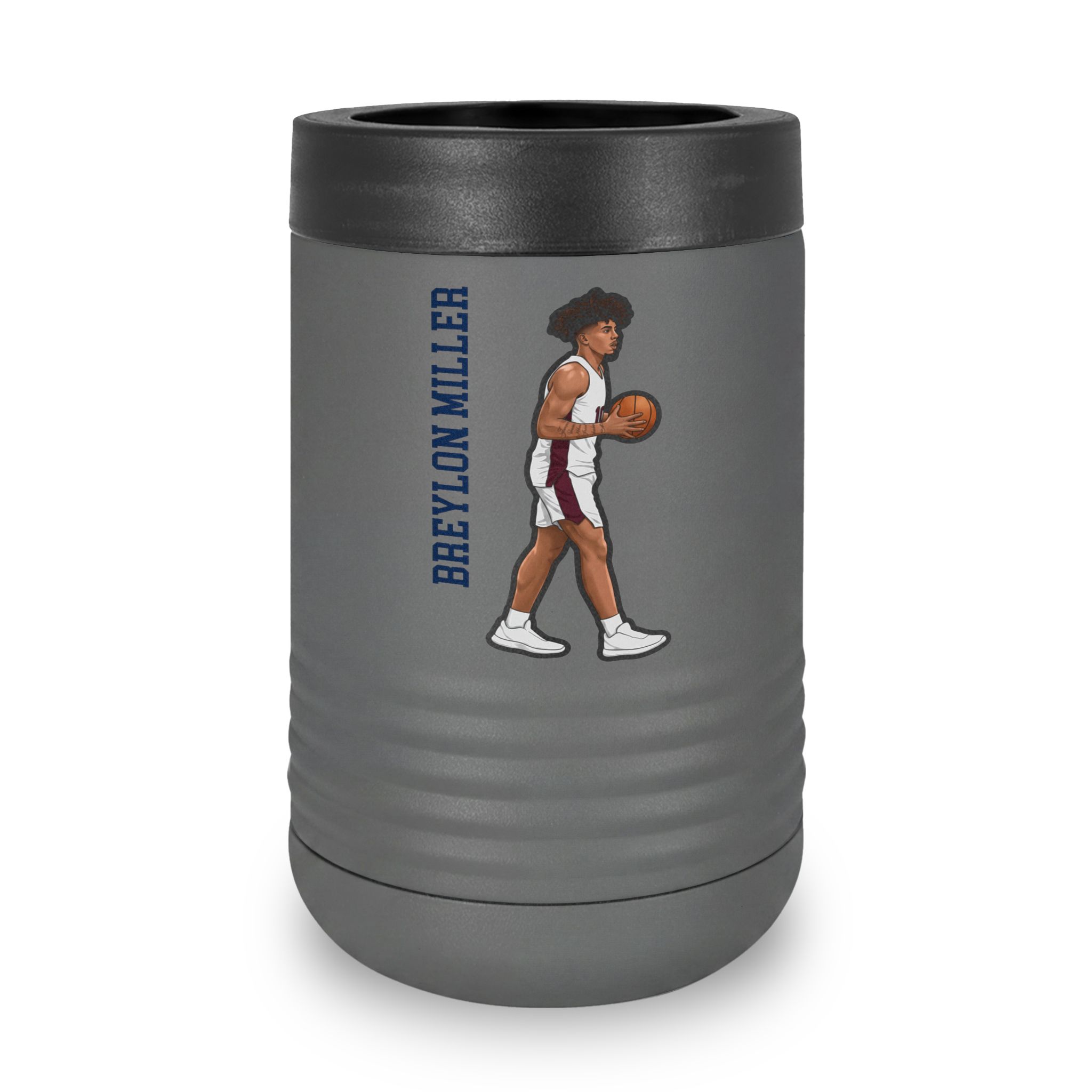 Stainless Can Cooler — character_name_vertical in Grey