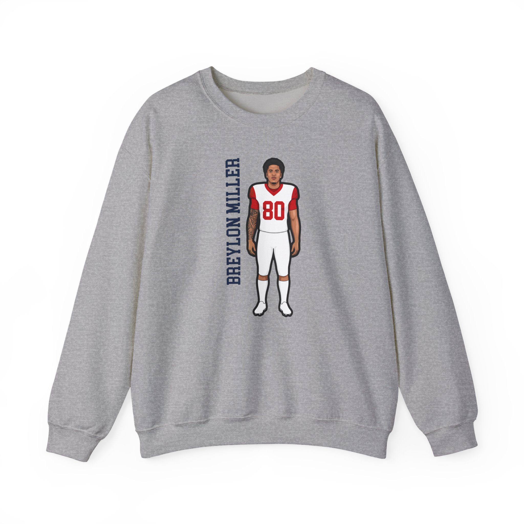 Crewneck Sweatshirt — character_name_vertical in Grey