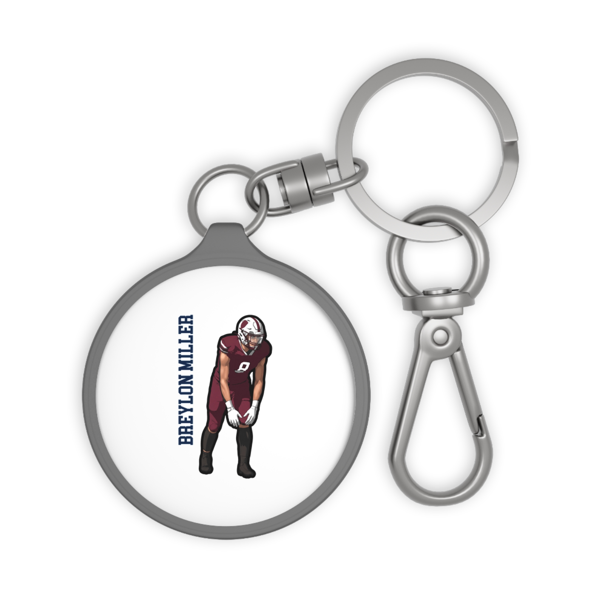 Keychain — character_name_vertical in Grey