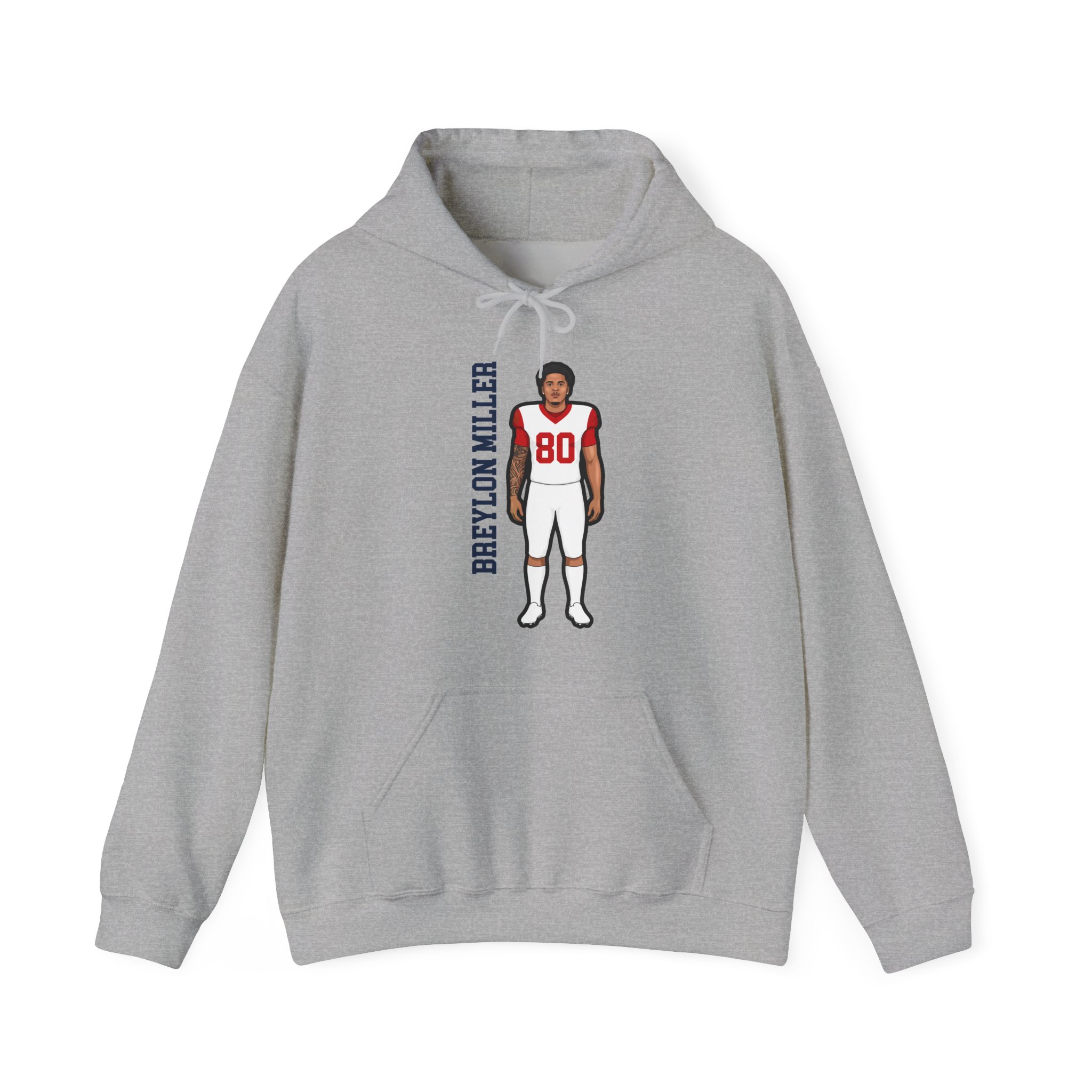 Hoodie — character_name_vertical in Grey