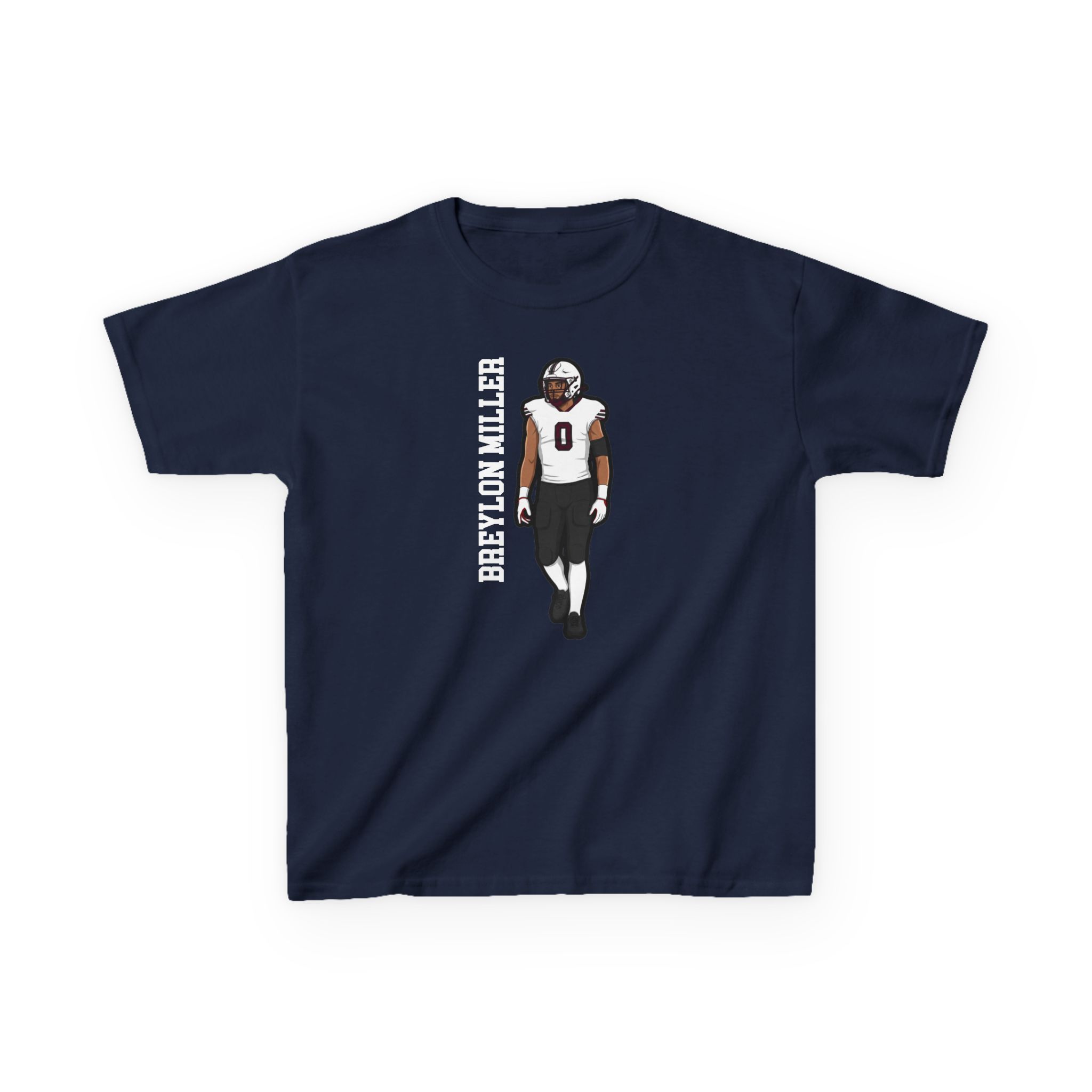 Youth Tee — character_name_vertical in Navy