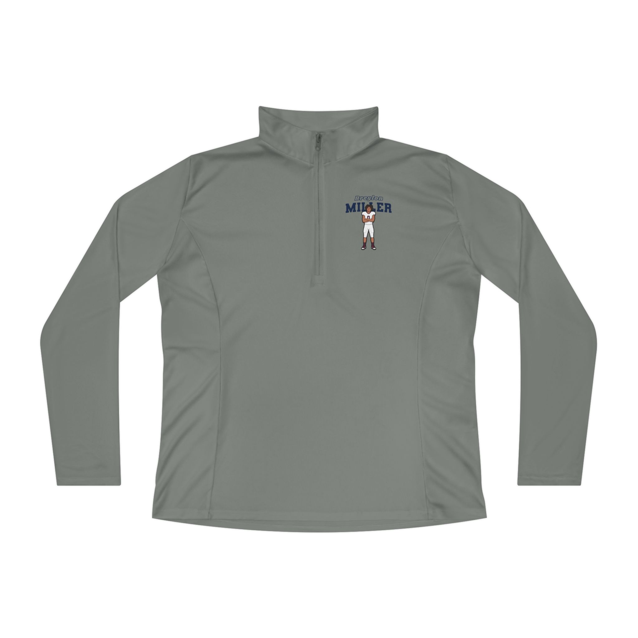 Women's Q-Zip Pullover — character_name_arch in Grey