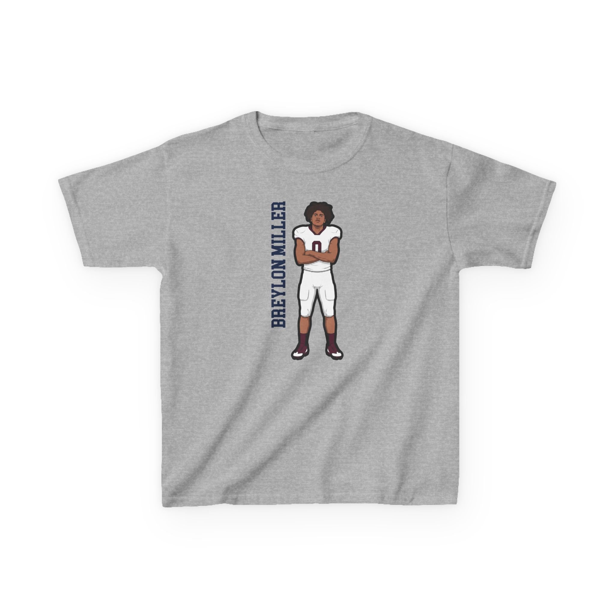 Youth Tee — character_name_vertical in Grey