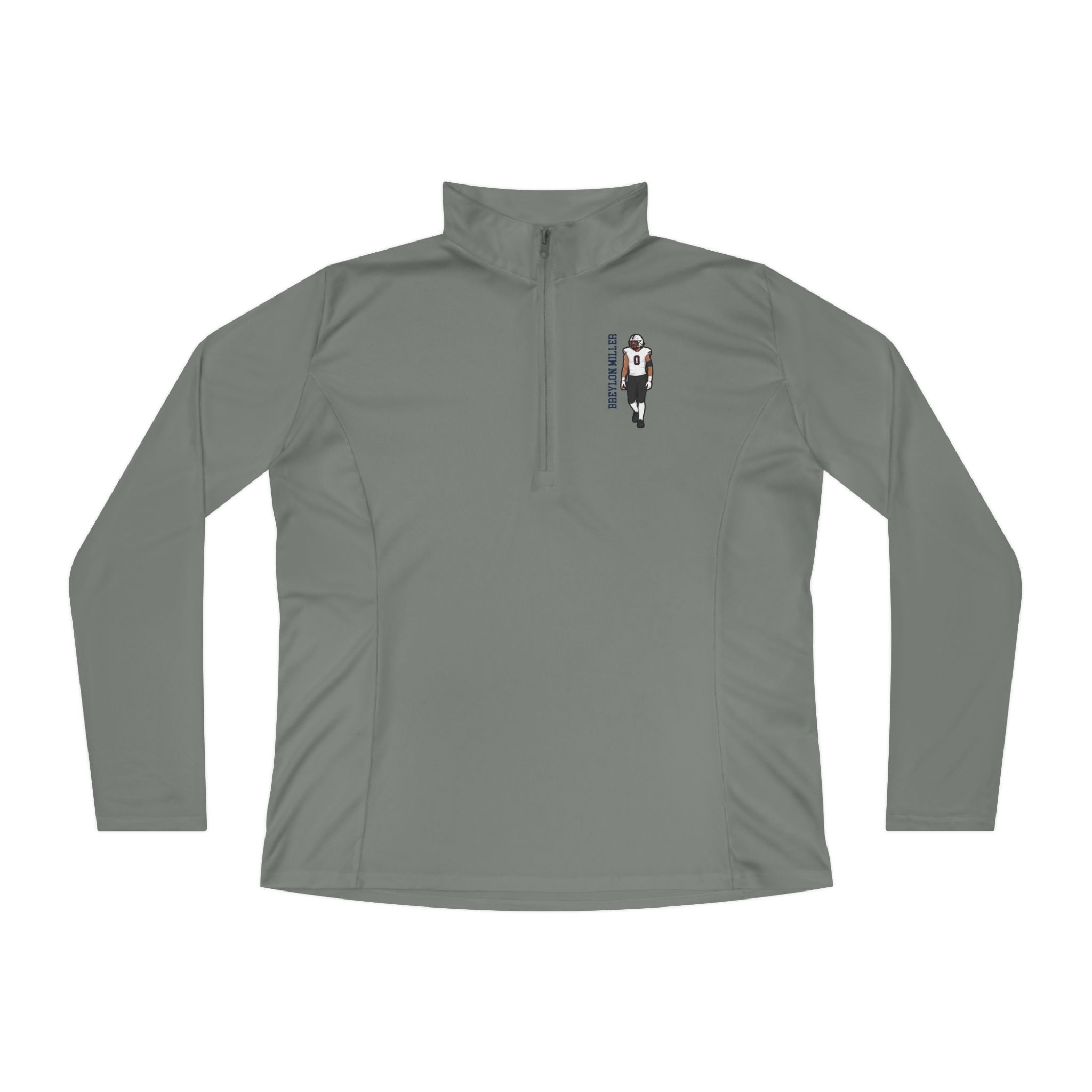 Women's Q-Zip Pullover — character_name_vertical in Grey