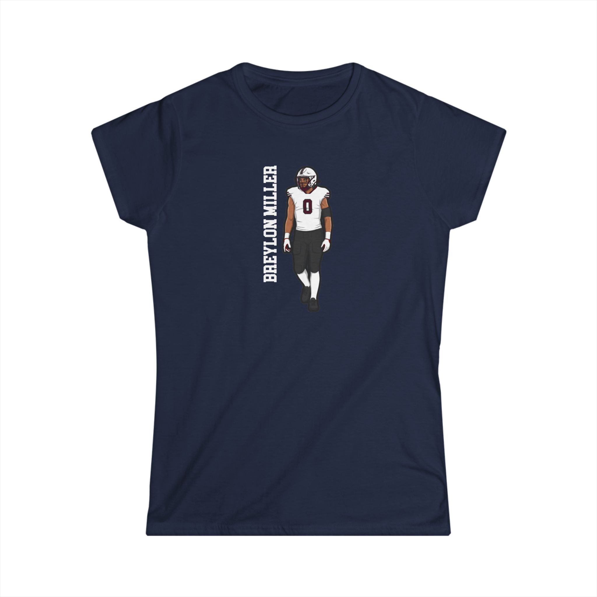 Women's Softstyle Tee — character_name_vertical in Navy