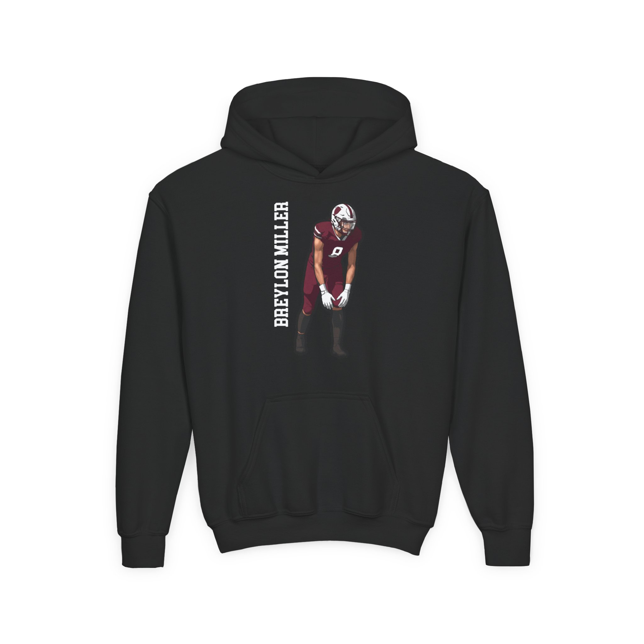 Youth Hoodie — character_name_vertical in Black