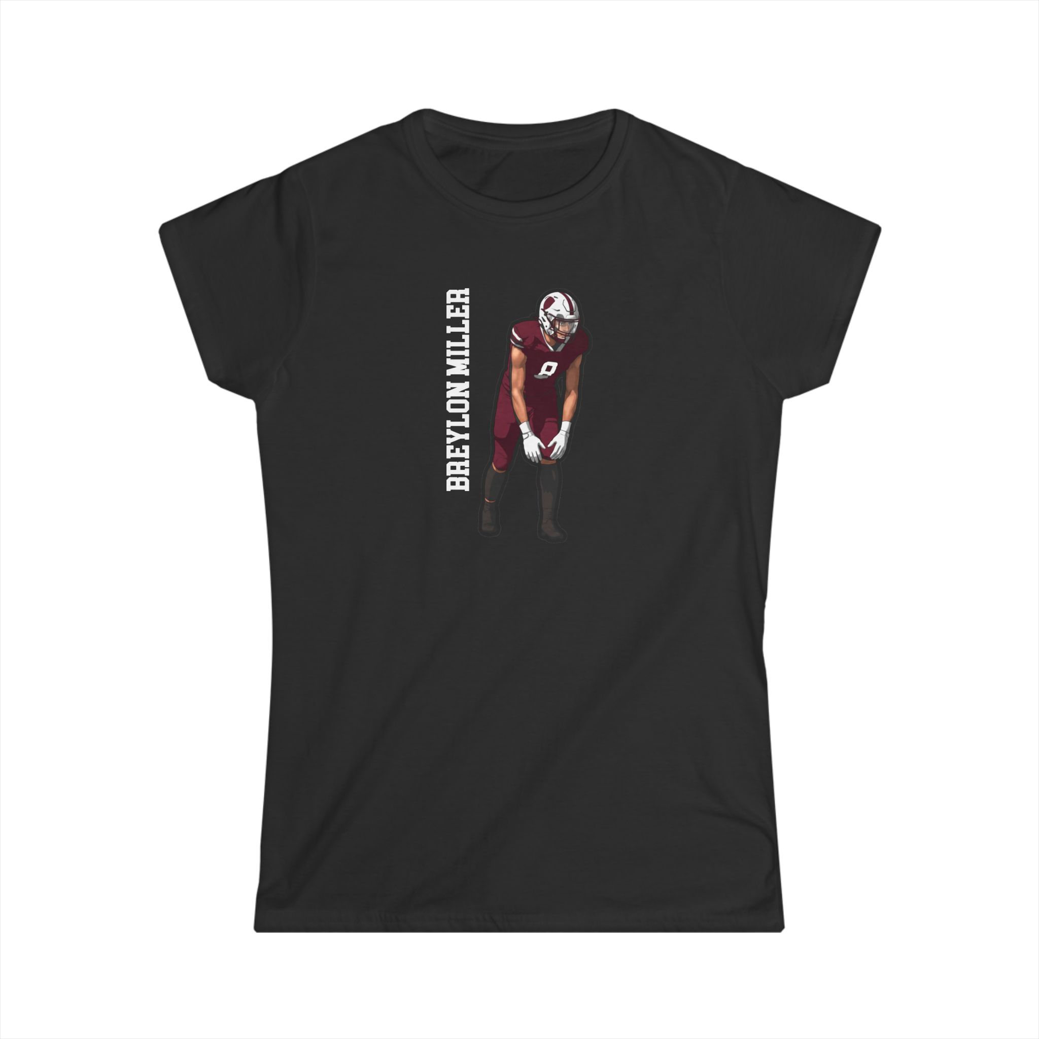 Women's Softstyle Tee — character_name_vertical in Black