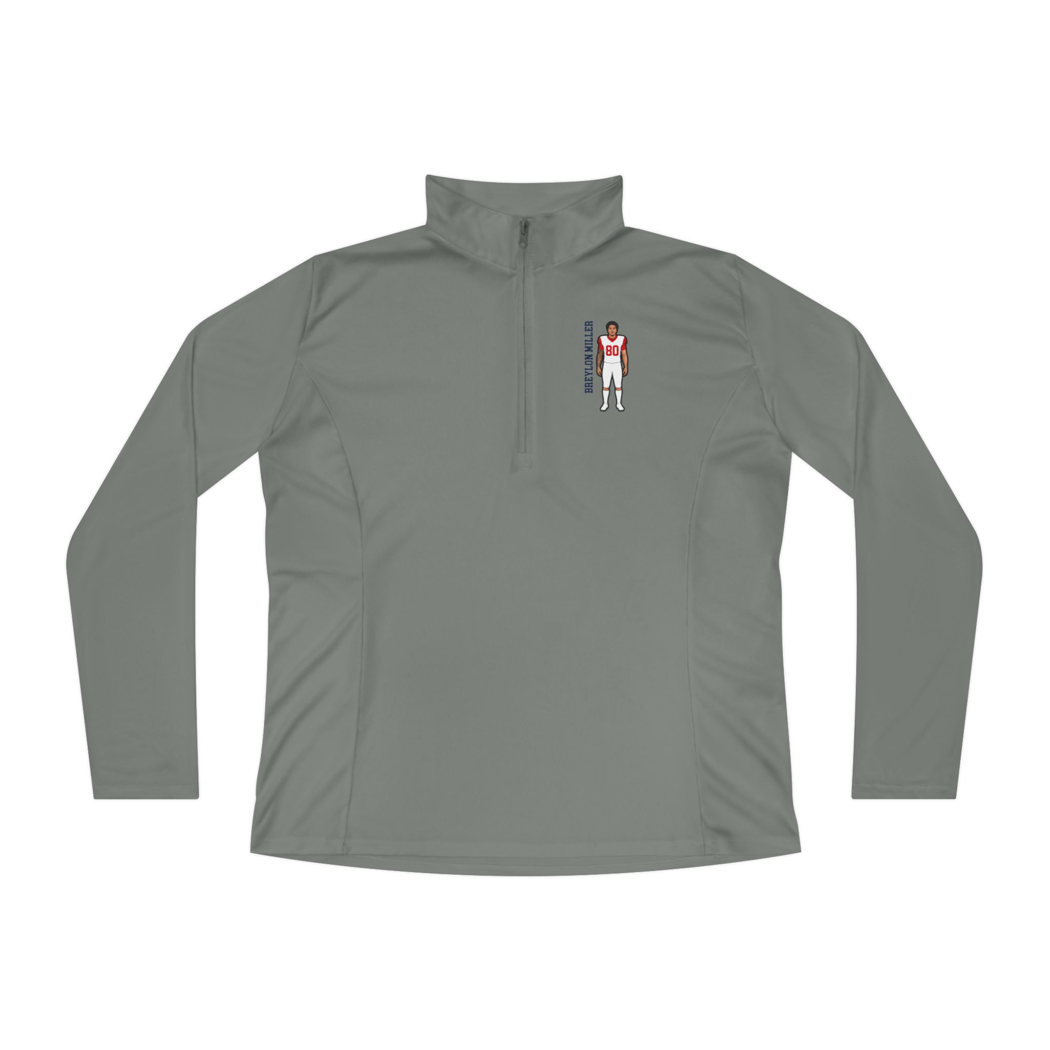 Women's Q-Zip Pullover — character_name_vertical in Grey